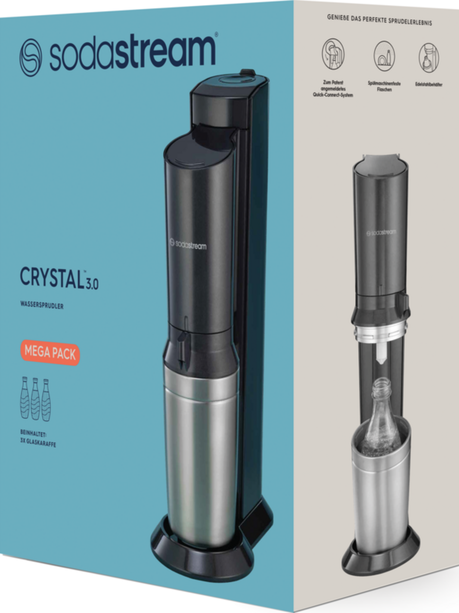 SodaStream Crystal 3.0 titanium danskvandsmaskine værdipakke