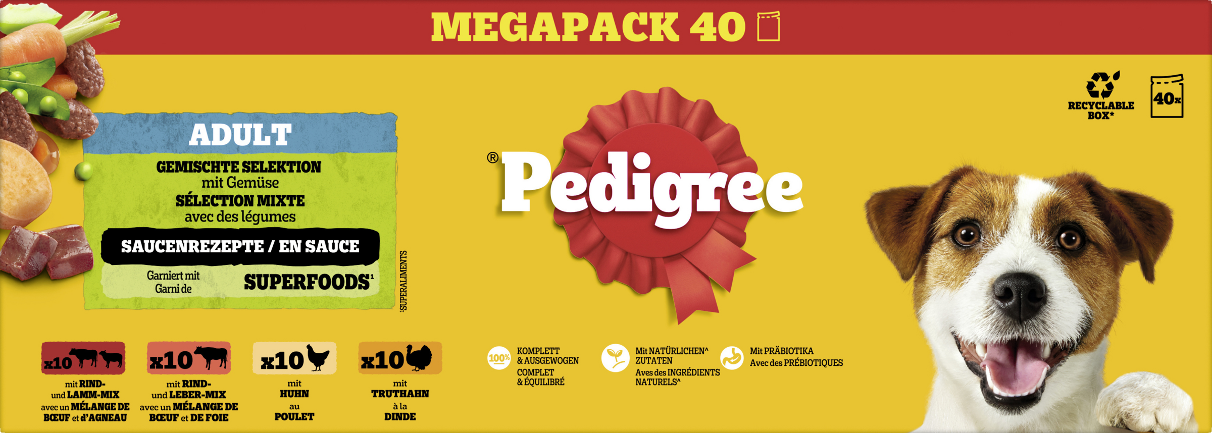 Pedigree Multipack-portionspose Blandet udvalg med grøntsager