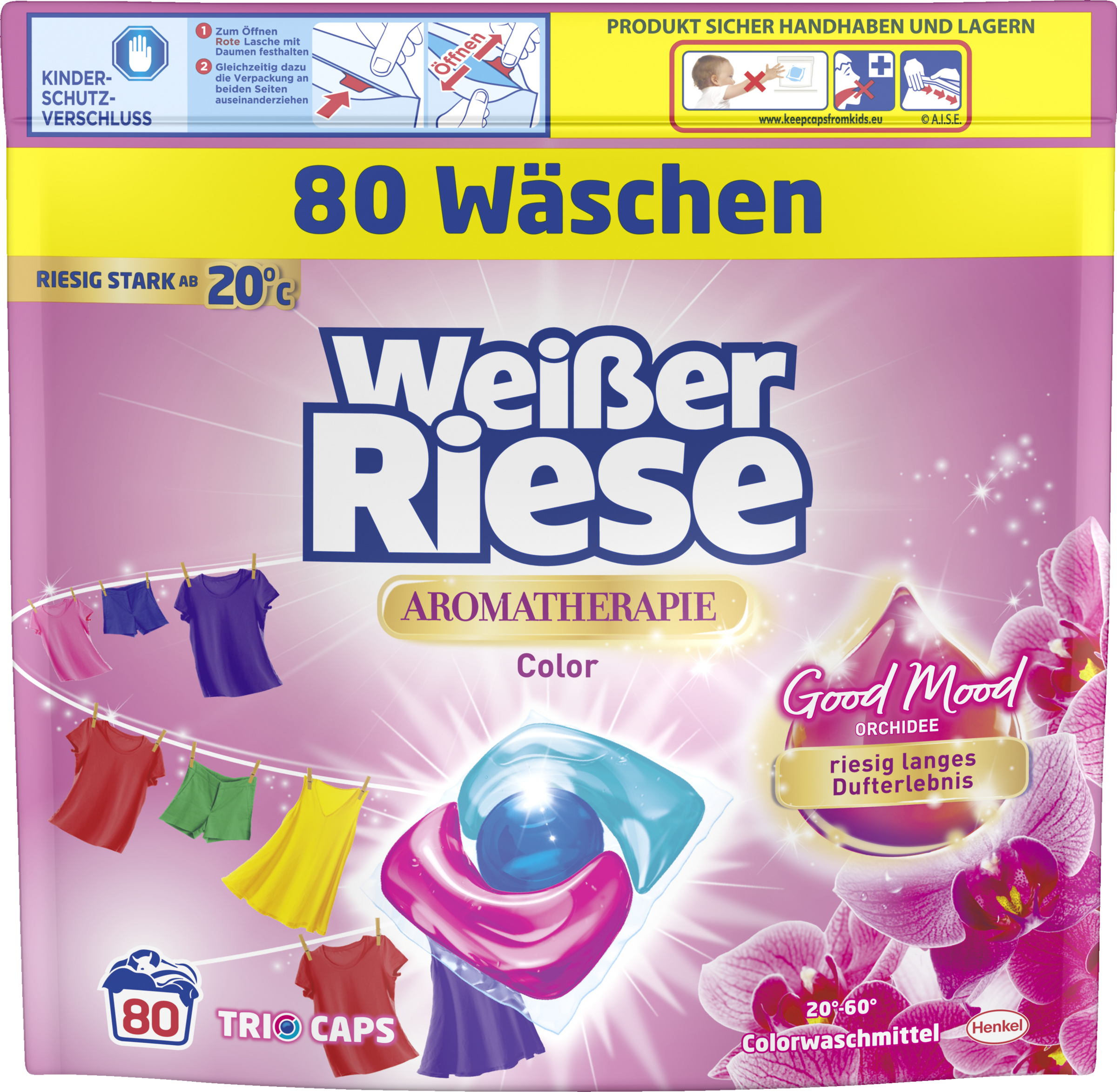 Weißer Riese Color Trio-tabs Aromaterapi Orkidé 80 vaske