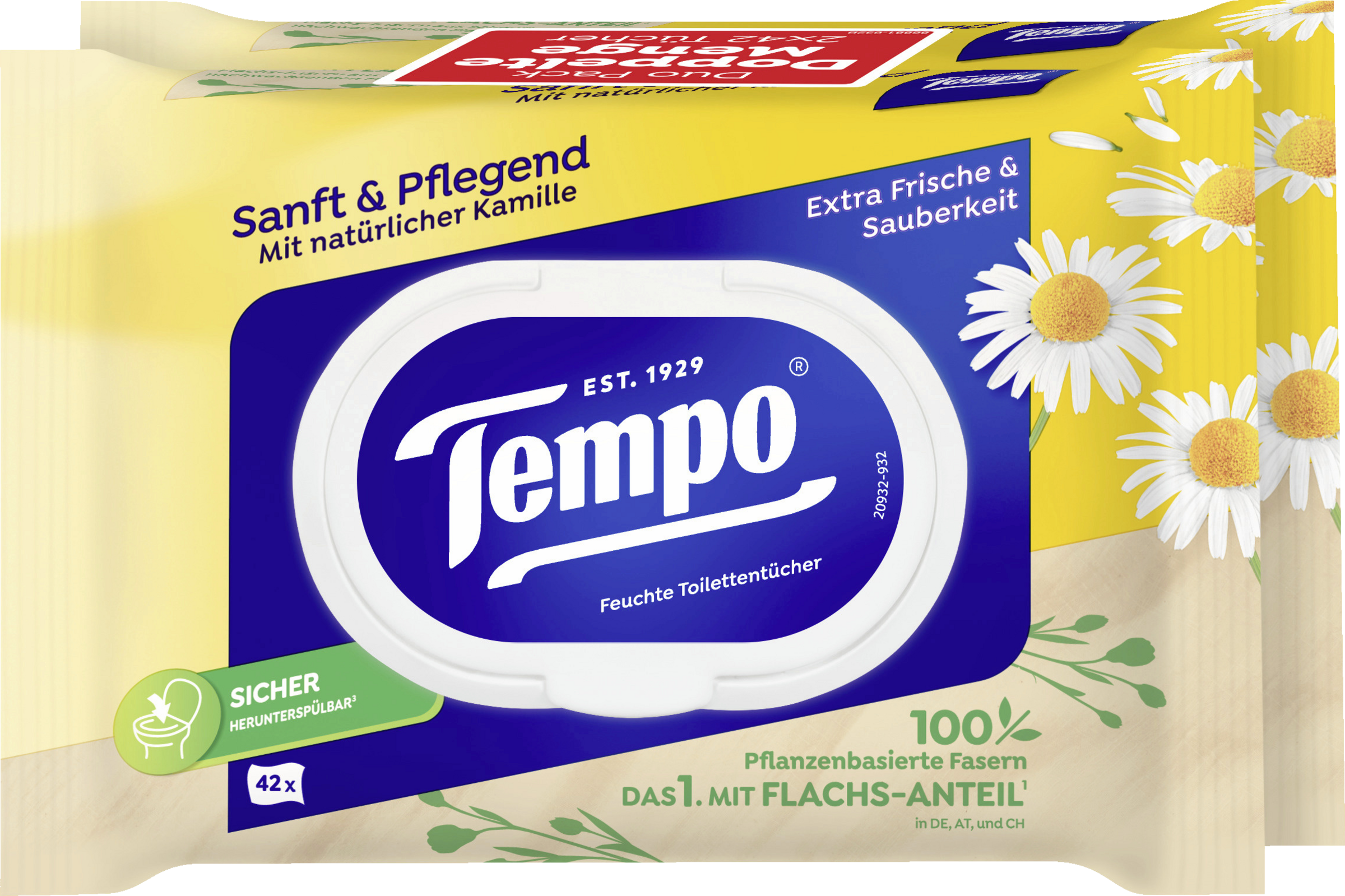 Tempo Fugtige toiletservietter Nænsom og plejende Duo fordelspakke