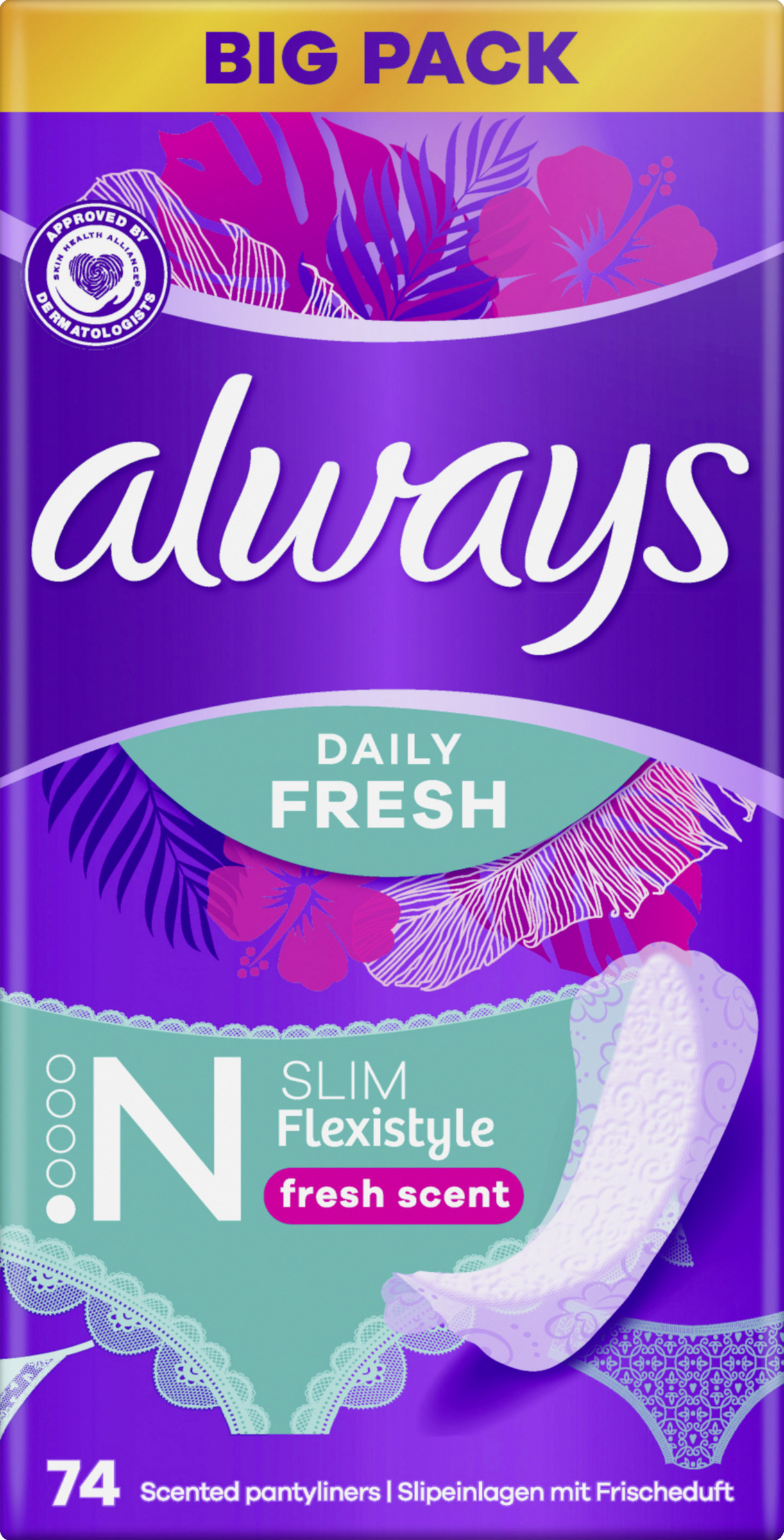 Always Daily Fresh Flexistyle trusseindlæg Slim med duft Big Pack