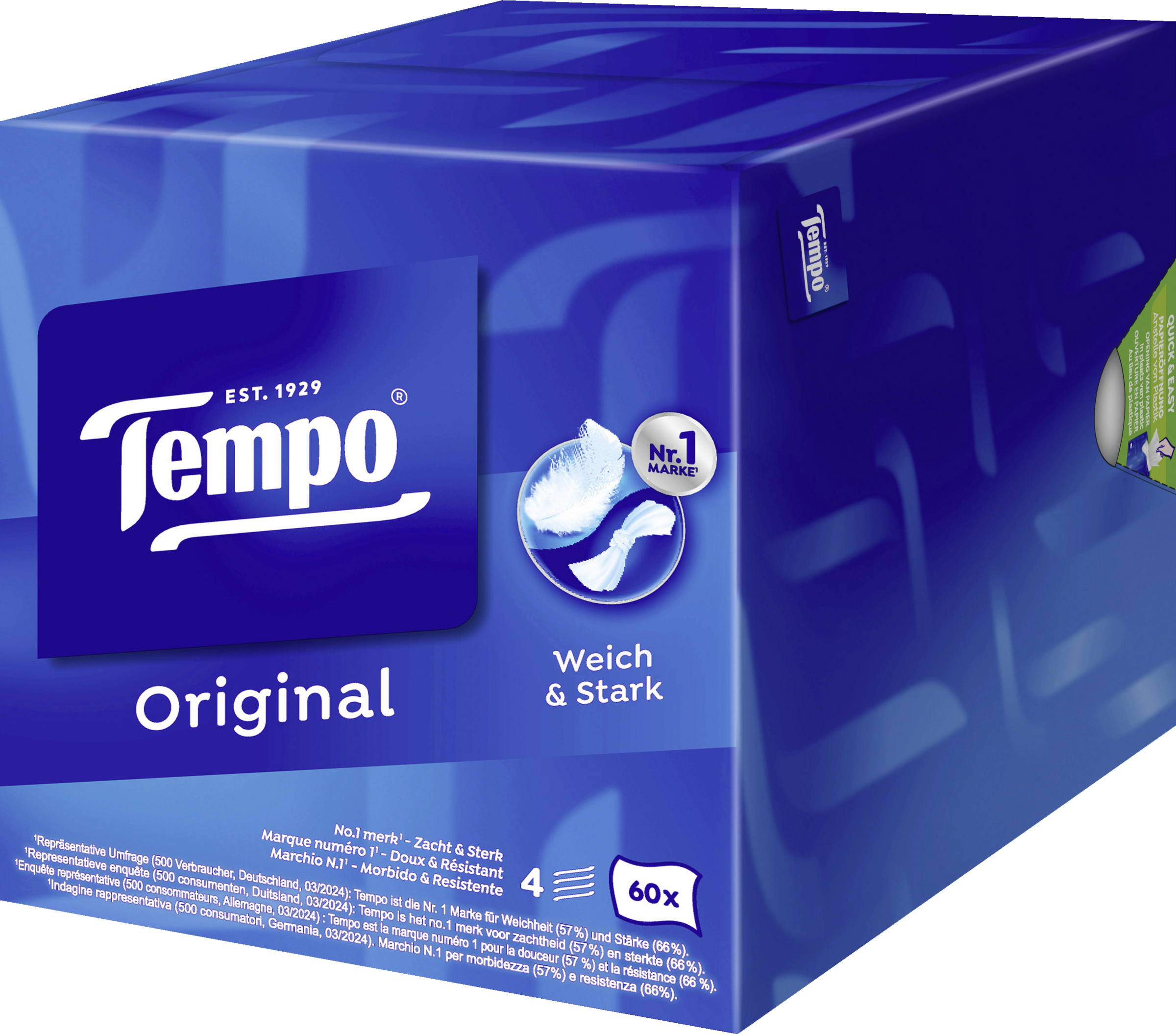 Tempo Lommetørklæder, terningformet æske, original