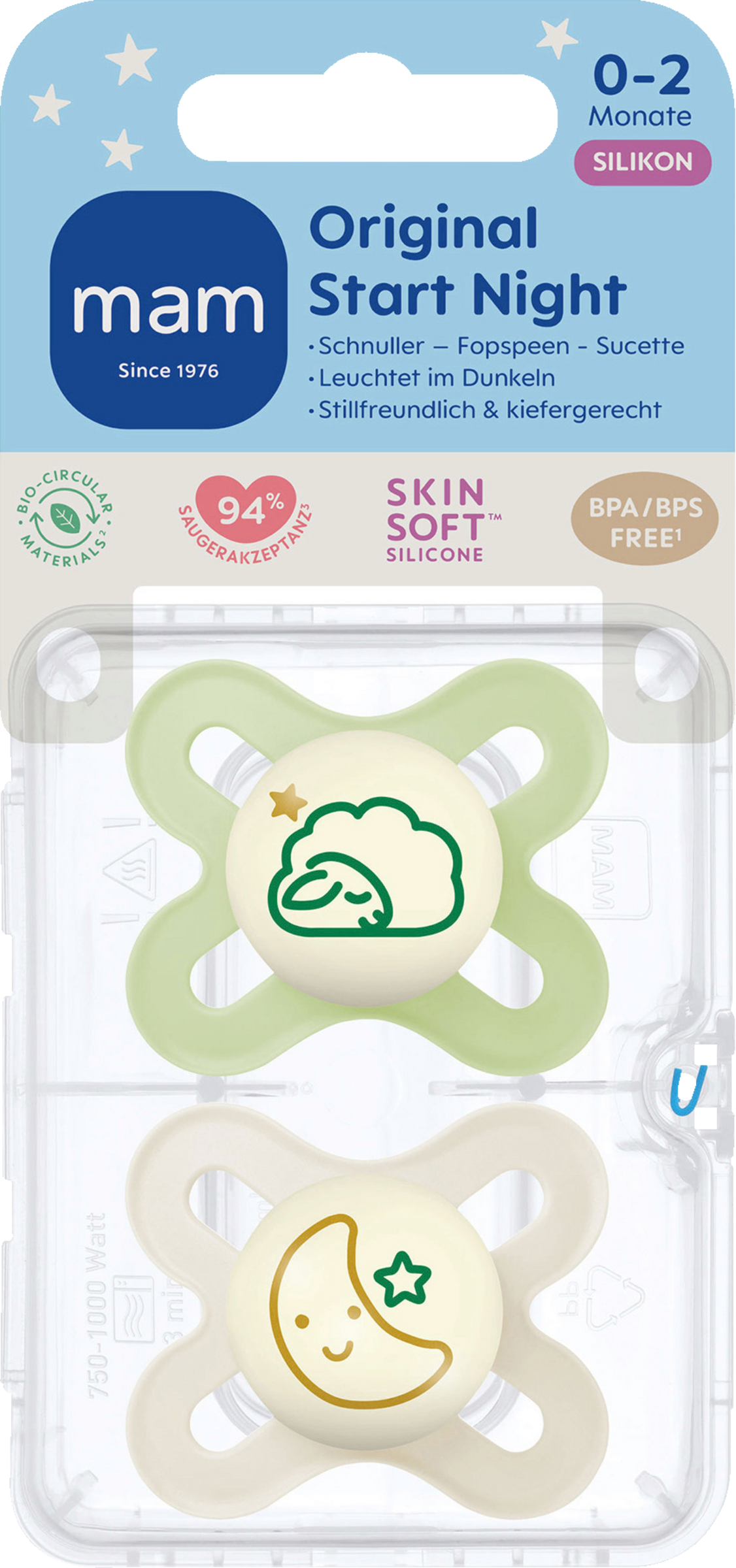 MAM Sutter Start Night Silikone, 0-2 måneder, ensfarvet