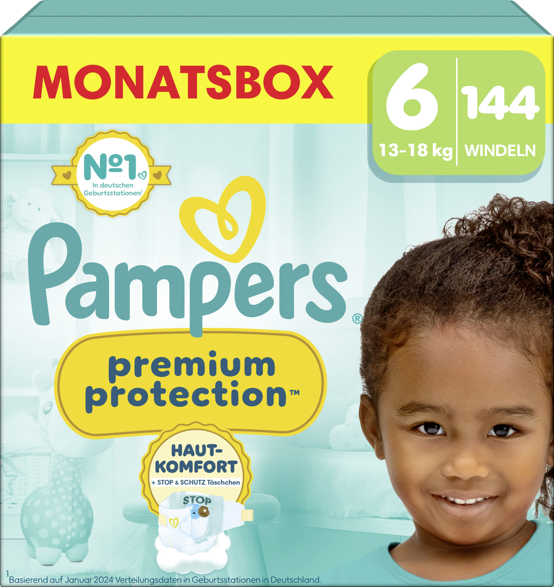 Pampers Premium Protection bleer str. 6 (13+ kg) månedsboks