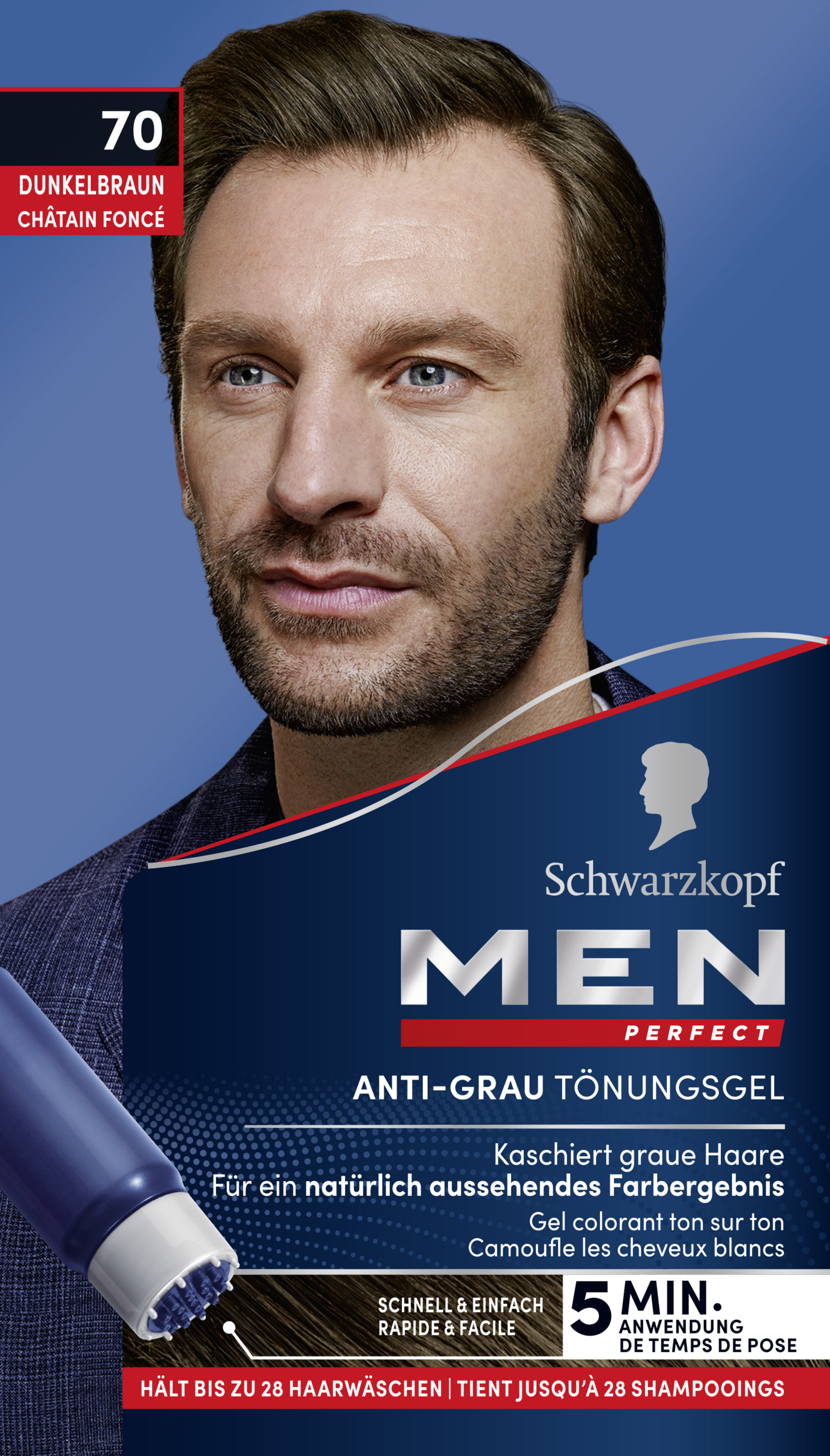 Men Perfect Anti-grå tonings-gel 70 mørkebrun