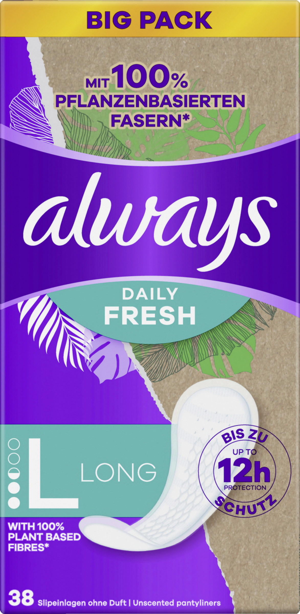Always Daily Fresh trusseindlæg, plantebaseret, Long storpakke