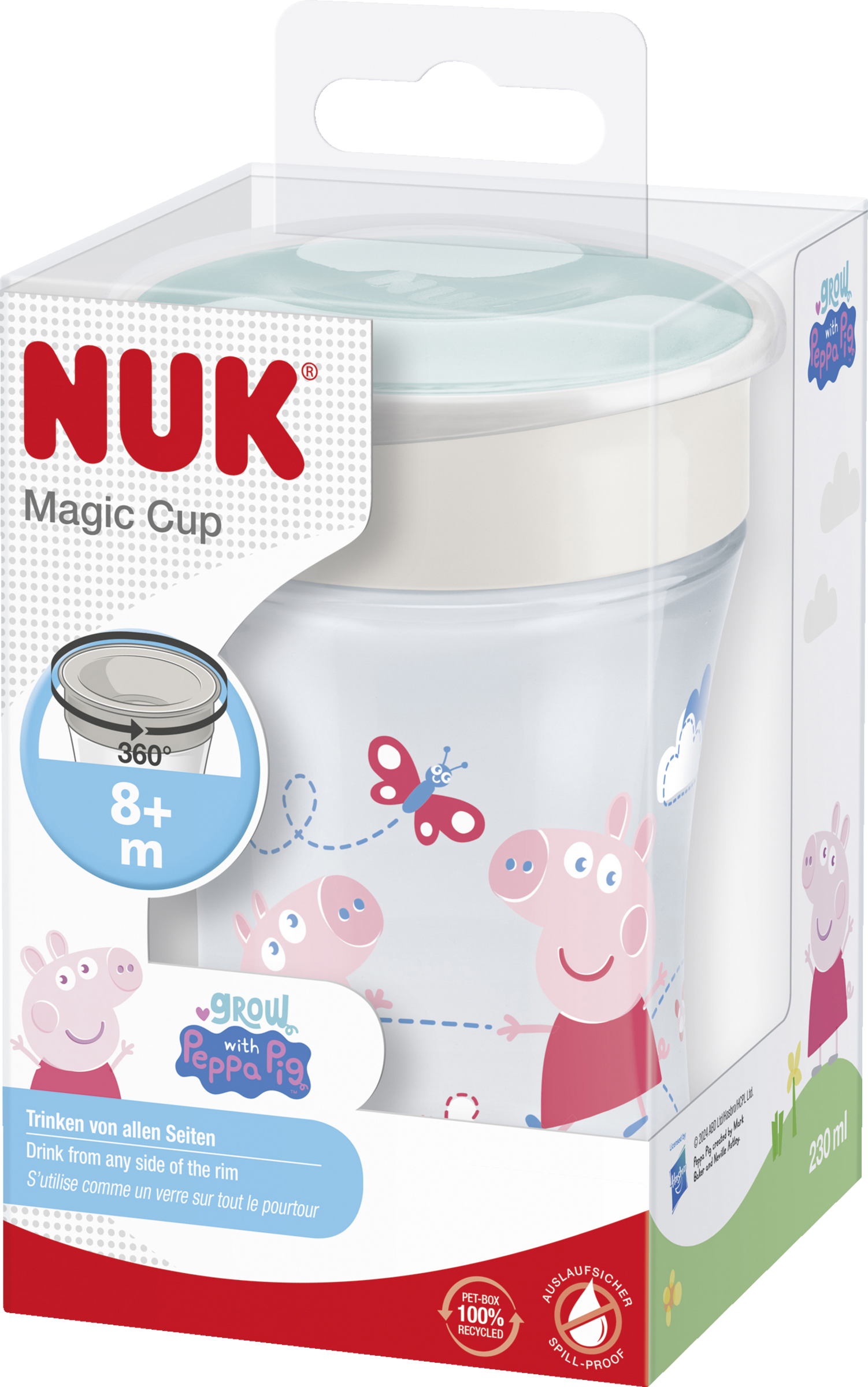 NUK Gurli Gris Magic Cup fra 8 måneder, 230 ml