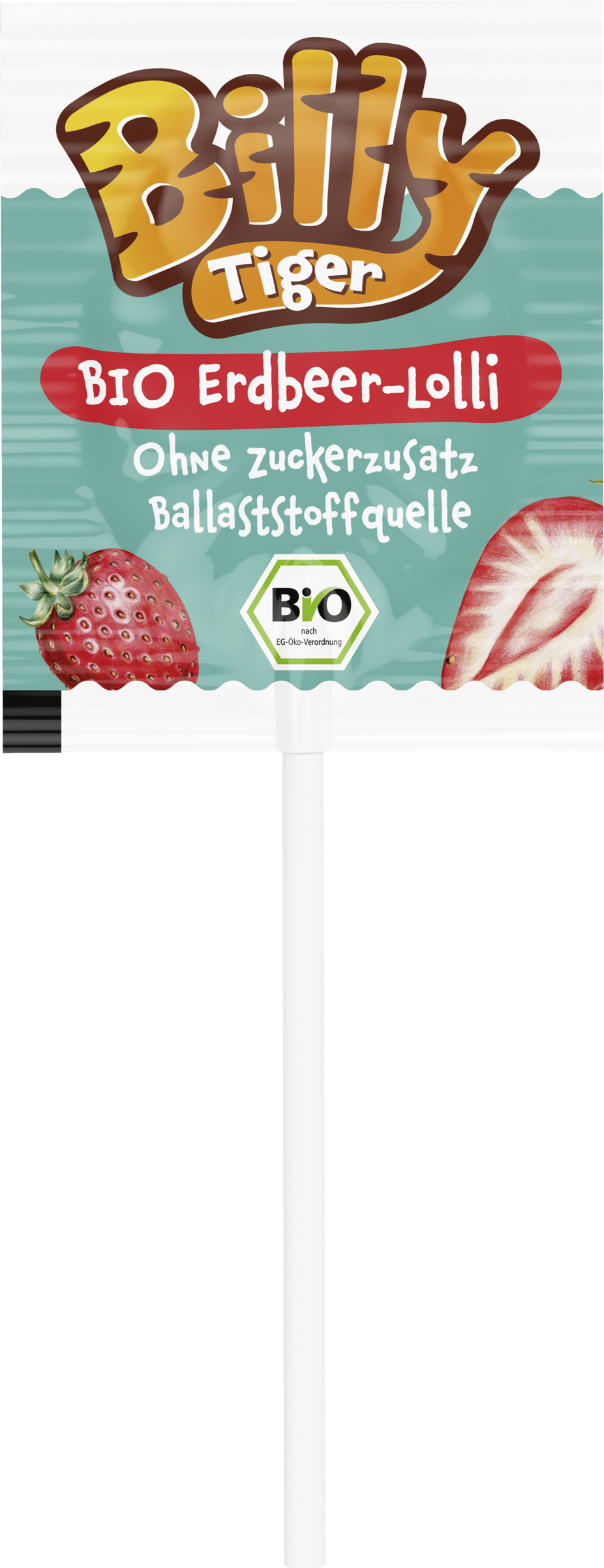 Billy Tiger Økologiske slikkepinde uden tilsat sukker og med jordbærsmag