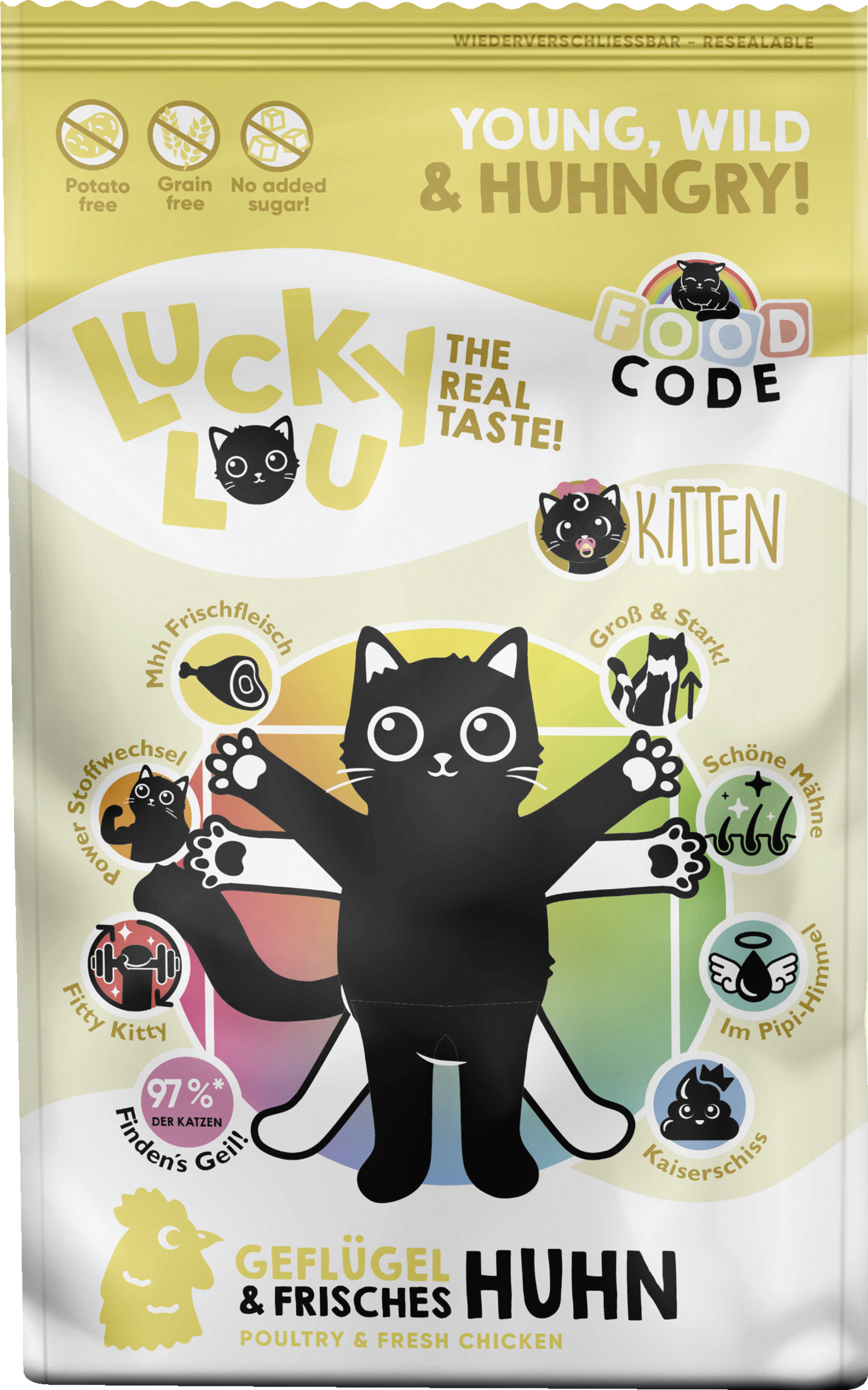 Lucky Lou FoodCode Kitten Fjerkræ & Kylling Tørfoder
