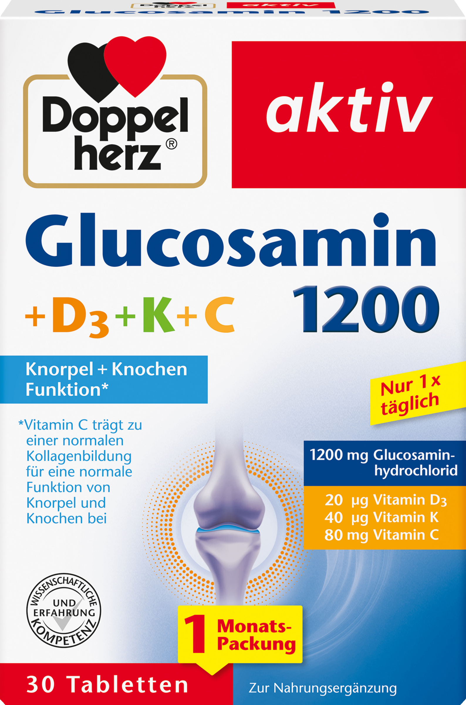 Doppelherz aktiv glucosamin 1200 + D3 + K + C-tabletter