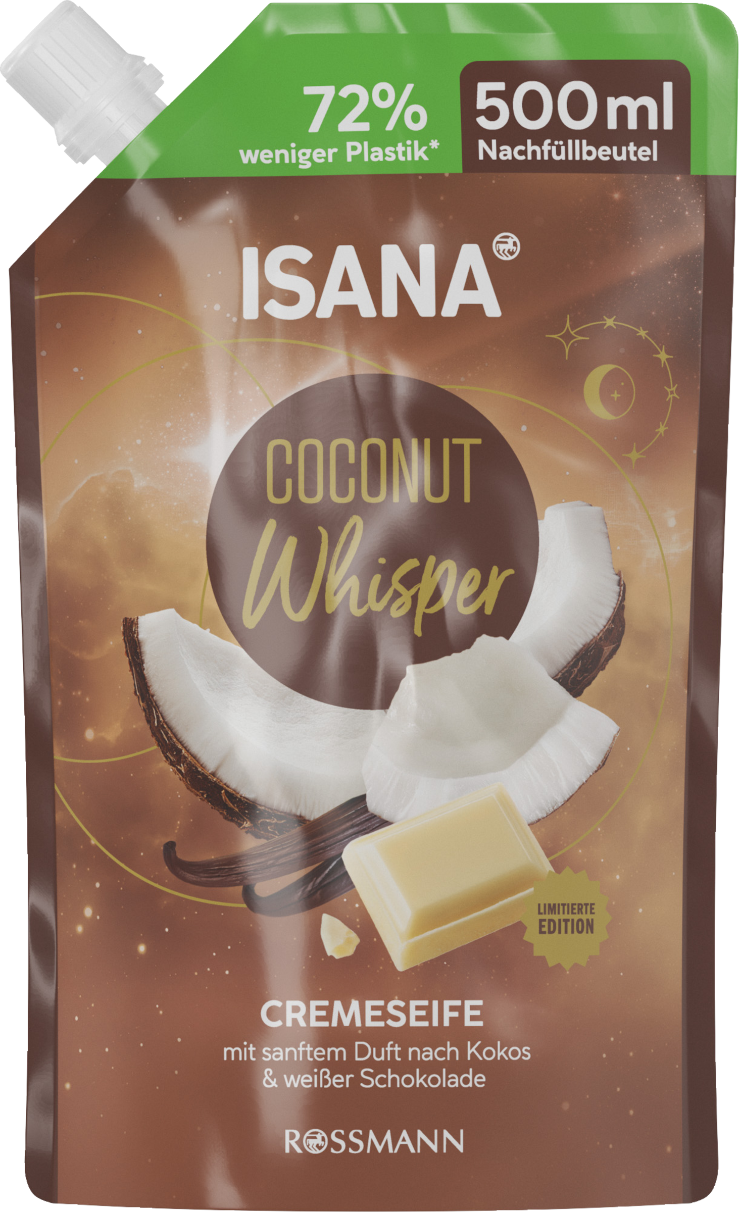 ISANA Cream Soap Coconut Whisper refill-pose