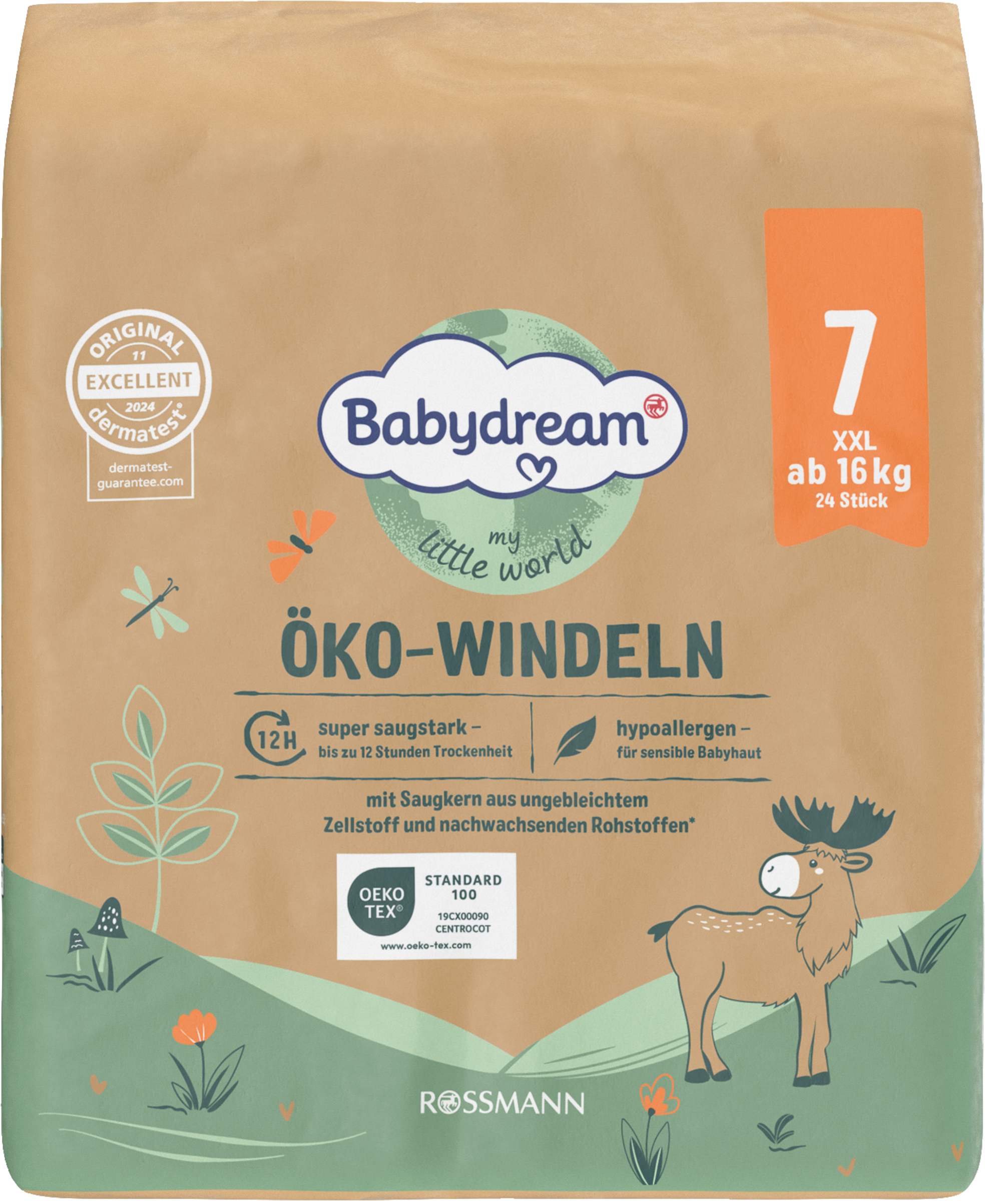 Babydream Øko-bleer str. 7 XXL, 24 stk., fra 16 kg