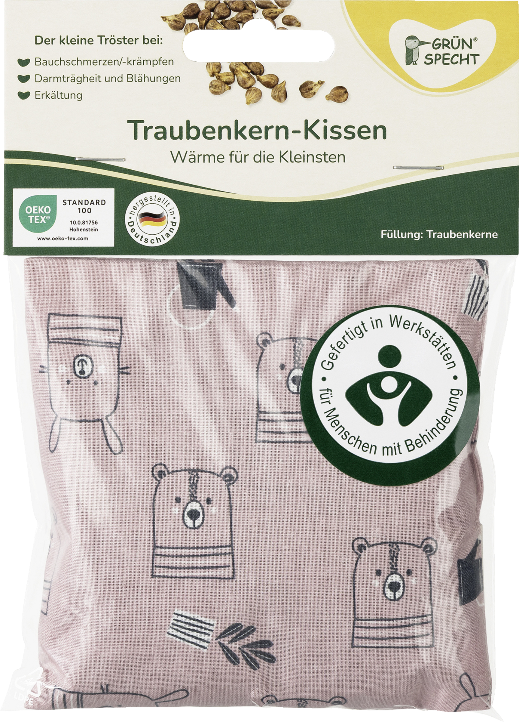 GRÜNSPECHT Varmepude med vindruekerner Bjørne Blossom pink