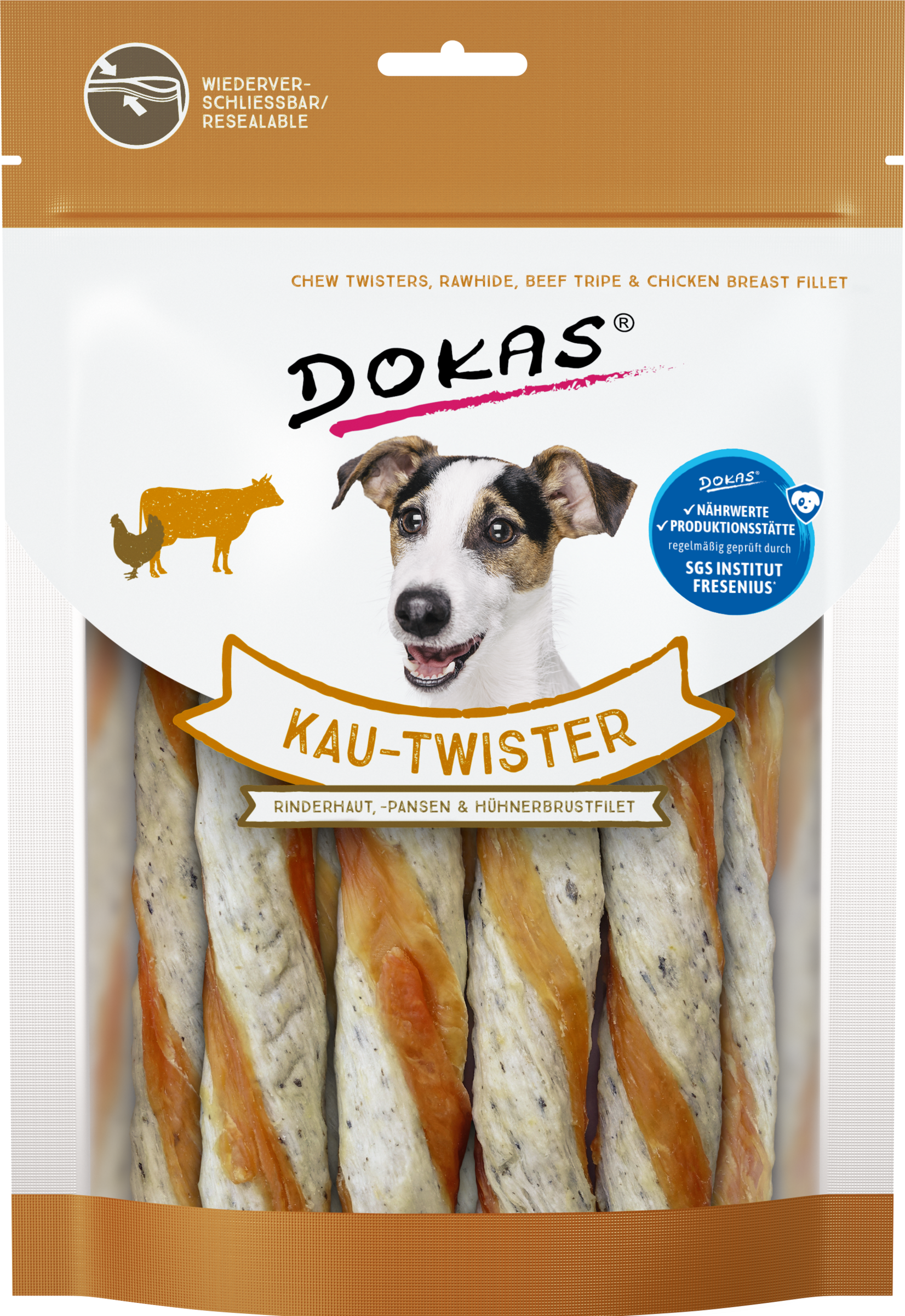 DOKAS Chewy Twister Okseskind, vom og kyllingebrystfilet