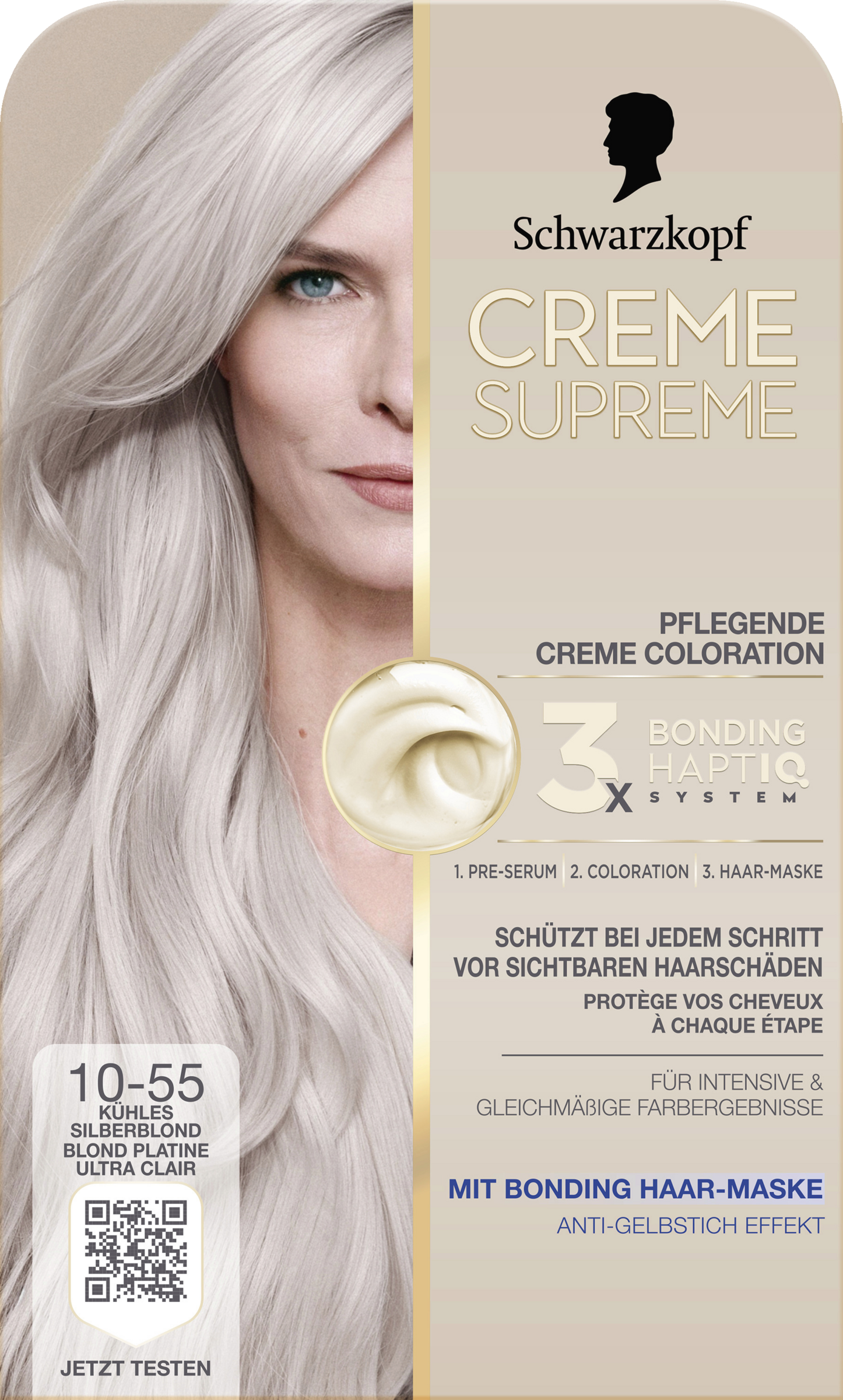 CREME SUPREME Plejende intensiv cremefarve 10-55 Platin sølvblond