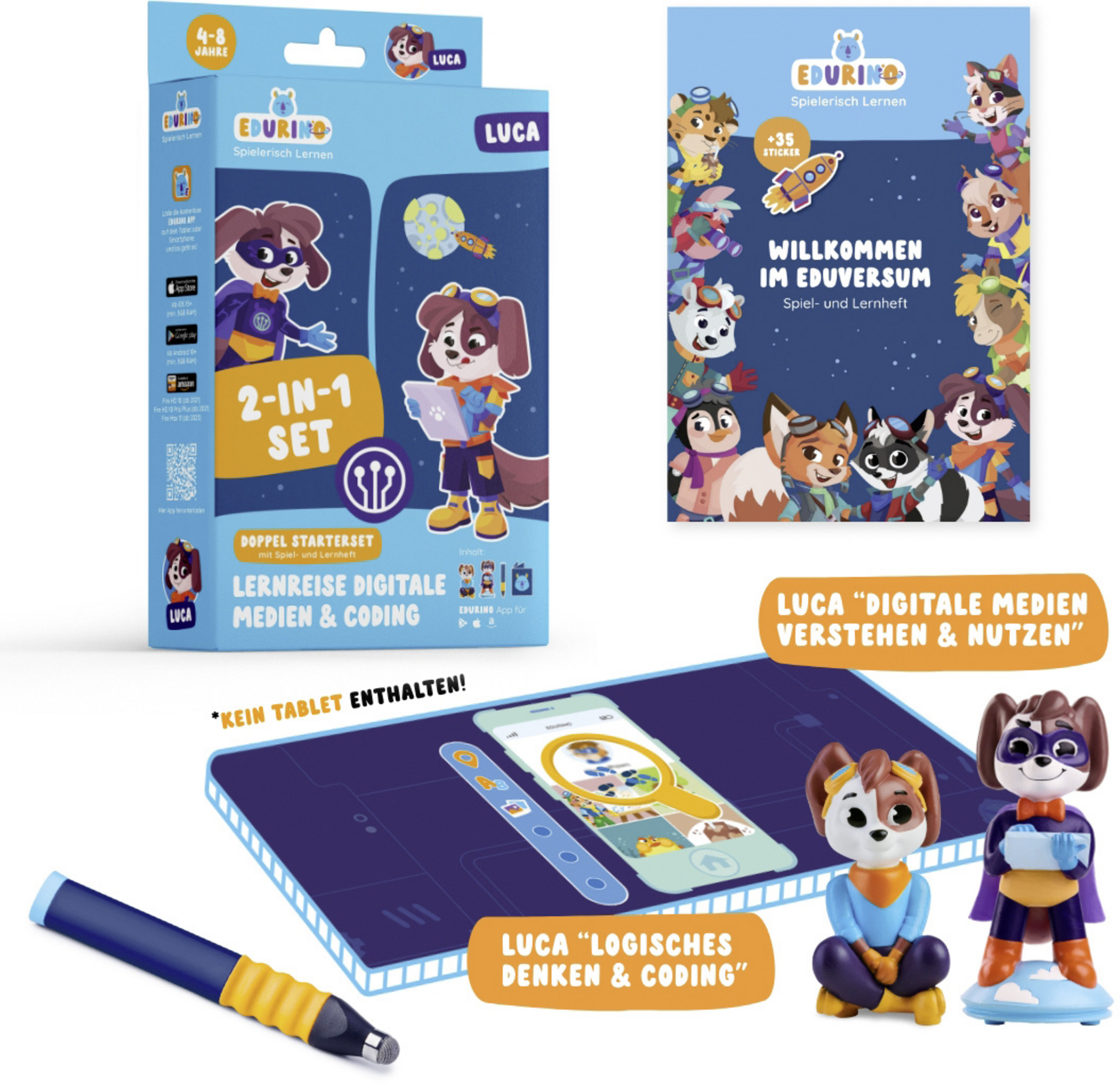 EDURINO Startsæt dobbeltpakke Luca 1 & 2 - Logisk tænkning & kodning, forståelse & brug af digitale medier