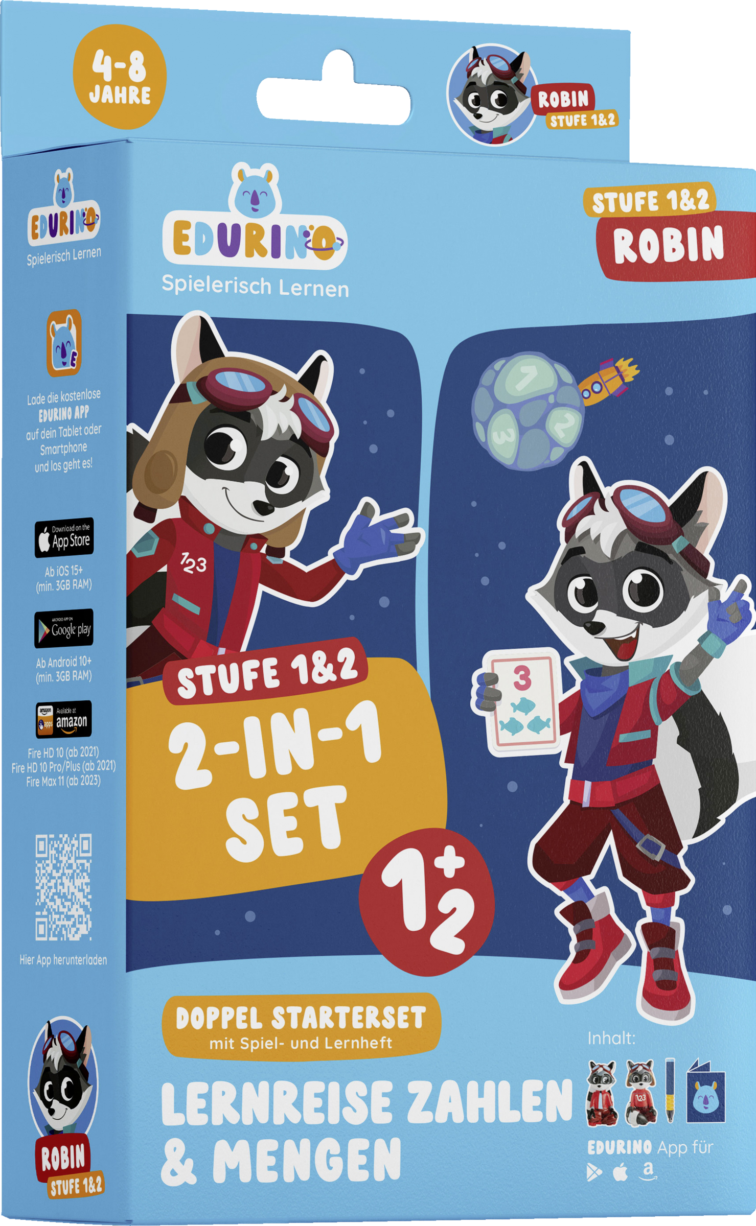 EDURINO Startsæt dobbeltpakke Robin 1 og 2 - Tal og mængder. Første aritmetik op til 10
