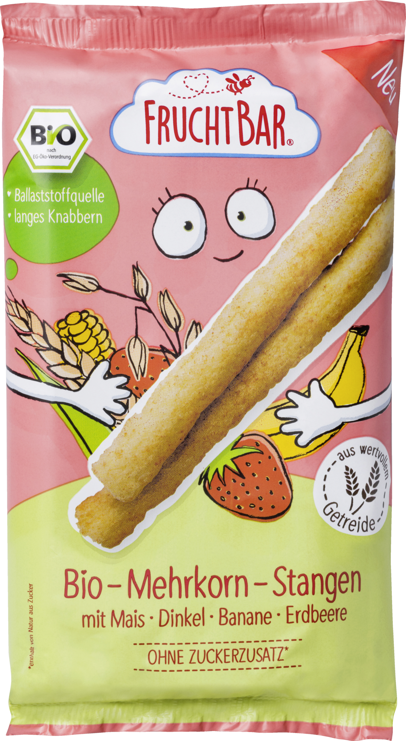 FruchtBar Øko flerkornsstave majs spelt banan jordbær