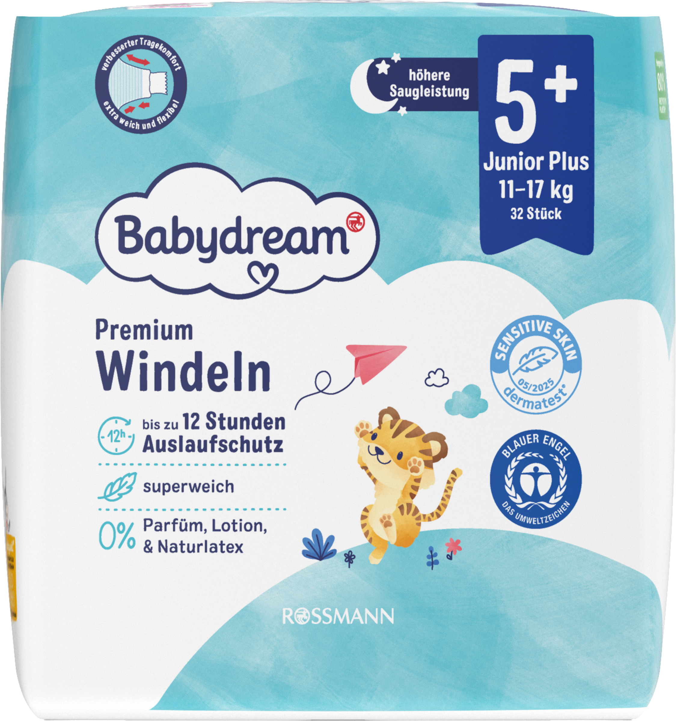 Babydream Premium bleer str. 5+ Junior+, 32 stk., 11-17 kg