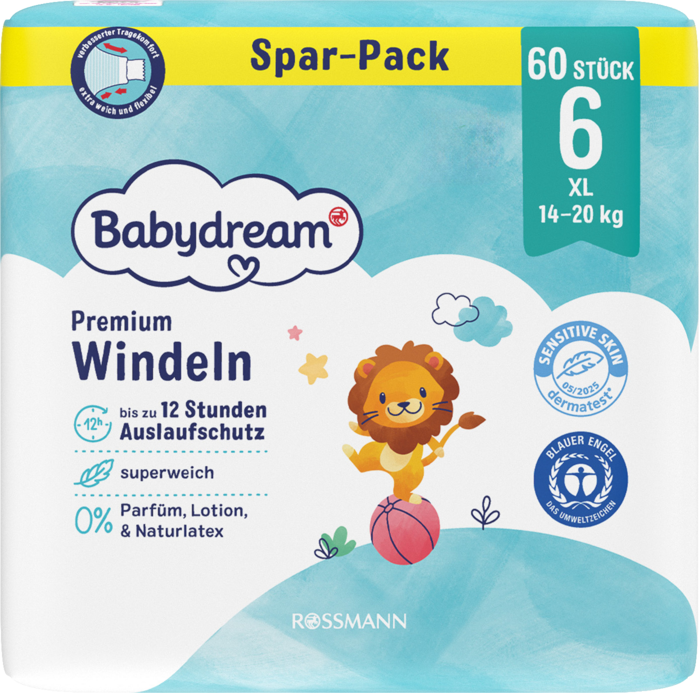 Babydream Premium bleer str. 6 XL, 60 stk., 14-20 kg