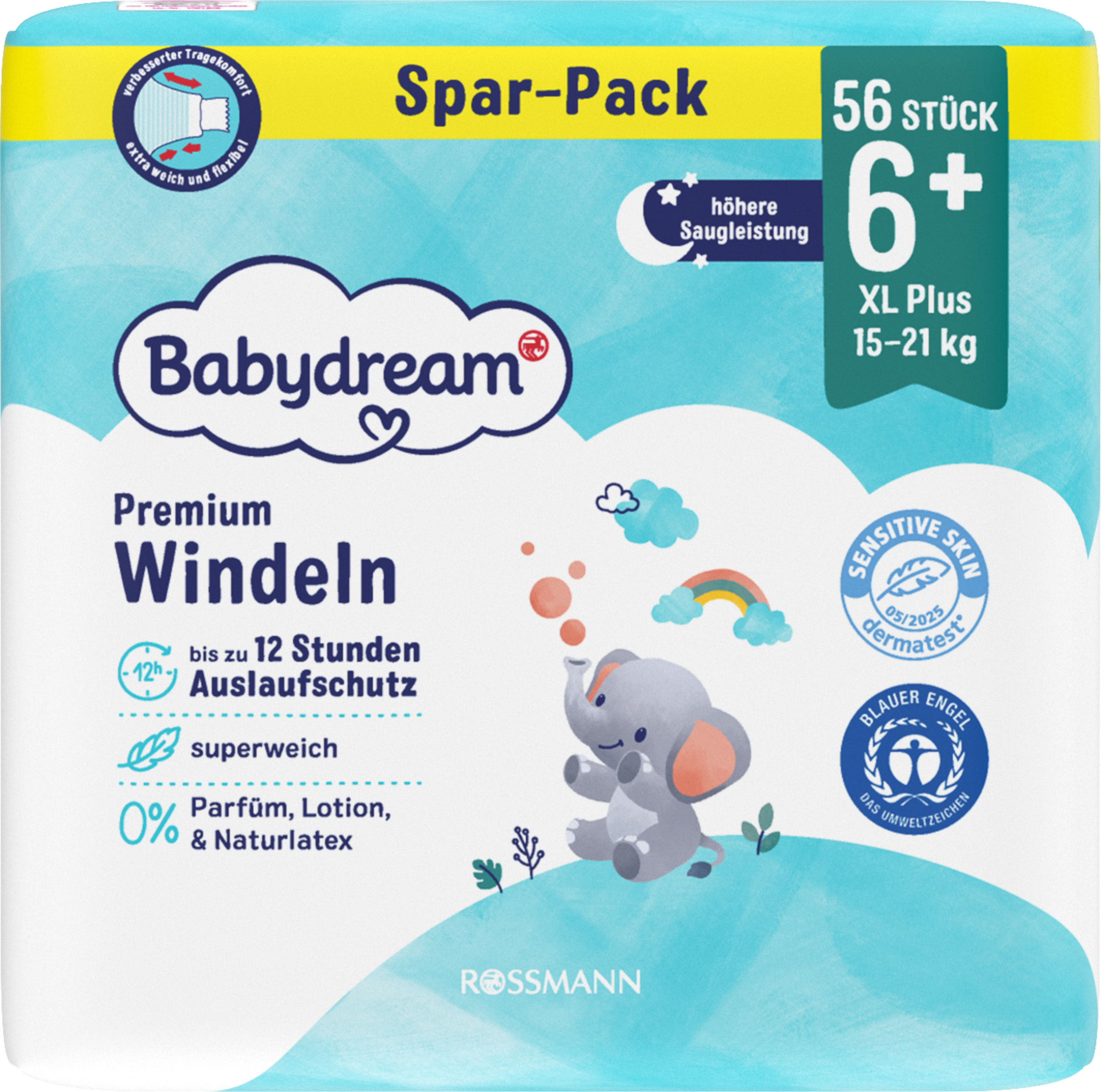 Babydream Premium bleer str. 6+ XL+, 56 stk., 15-21 kg
