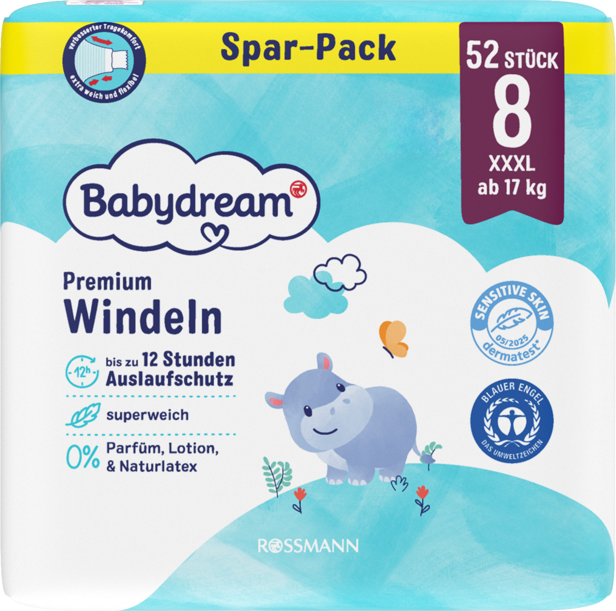 Babydream Premium bleer str. 8 XXXL, 52 stk., fra 17 kg