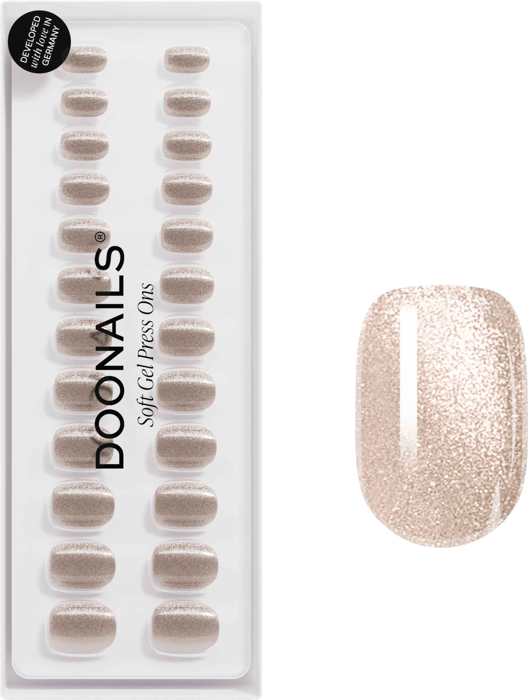 Doonails Press On Champagne Cat Eye Extra Short Soft Gel