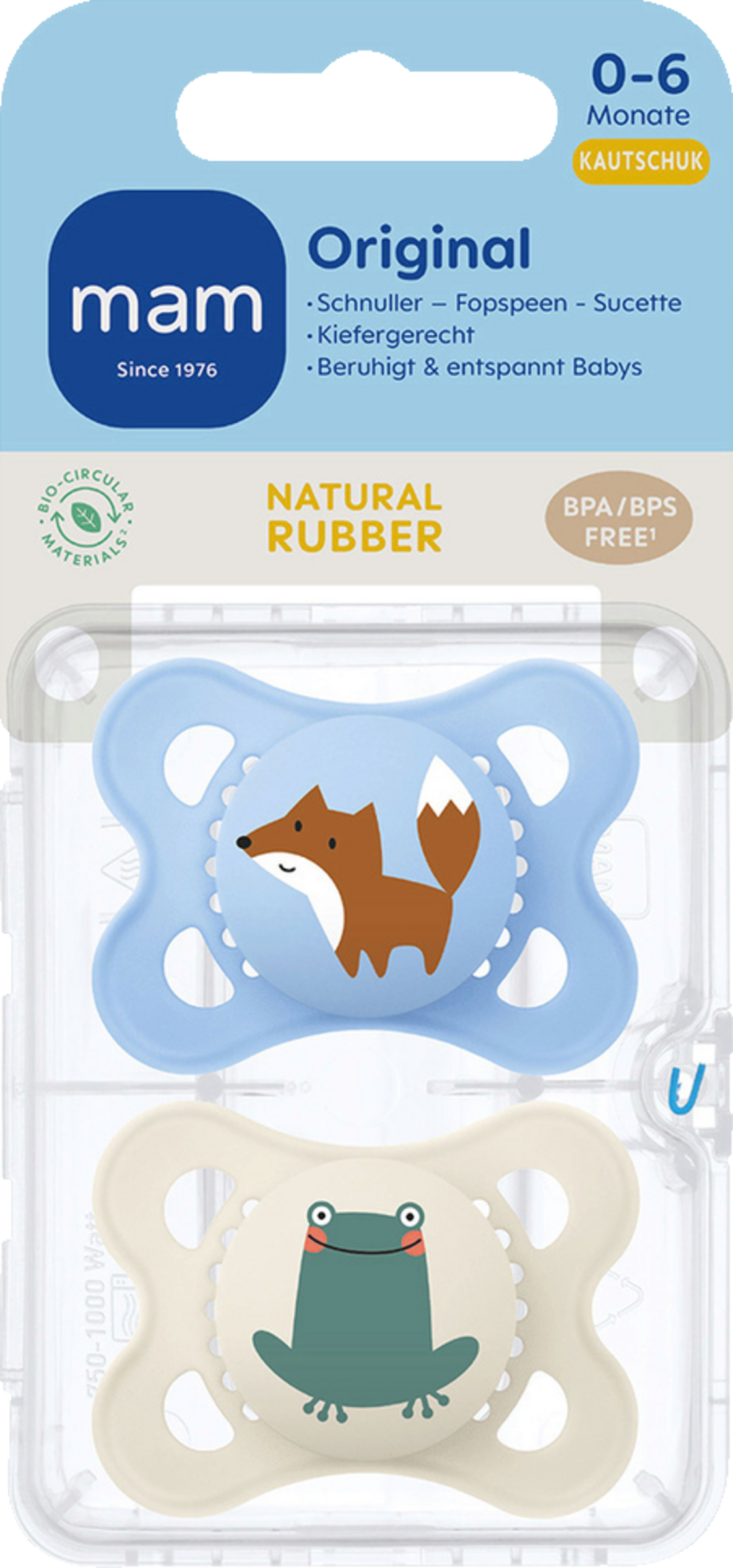 MAM Original latexsut, 0-6 måneder, ræv/frø