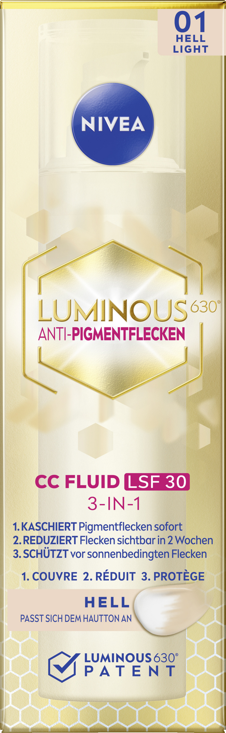NIVEA CC Fluid Luminous630° anti-pigmentpletter solfaktor 30 lys