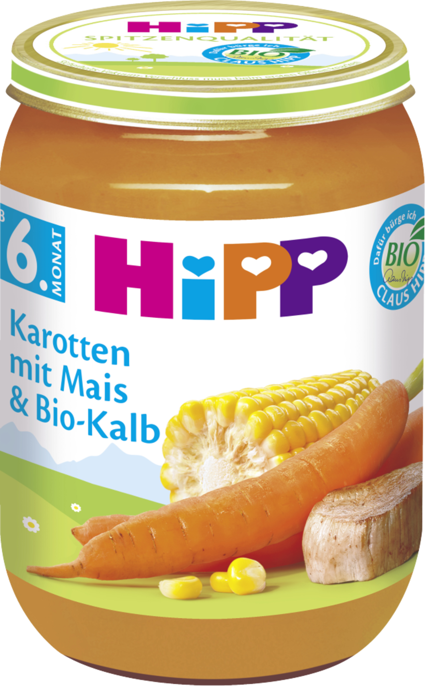 HiPP Økologiske gulerødder med majs og økologisk kalv