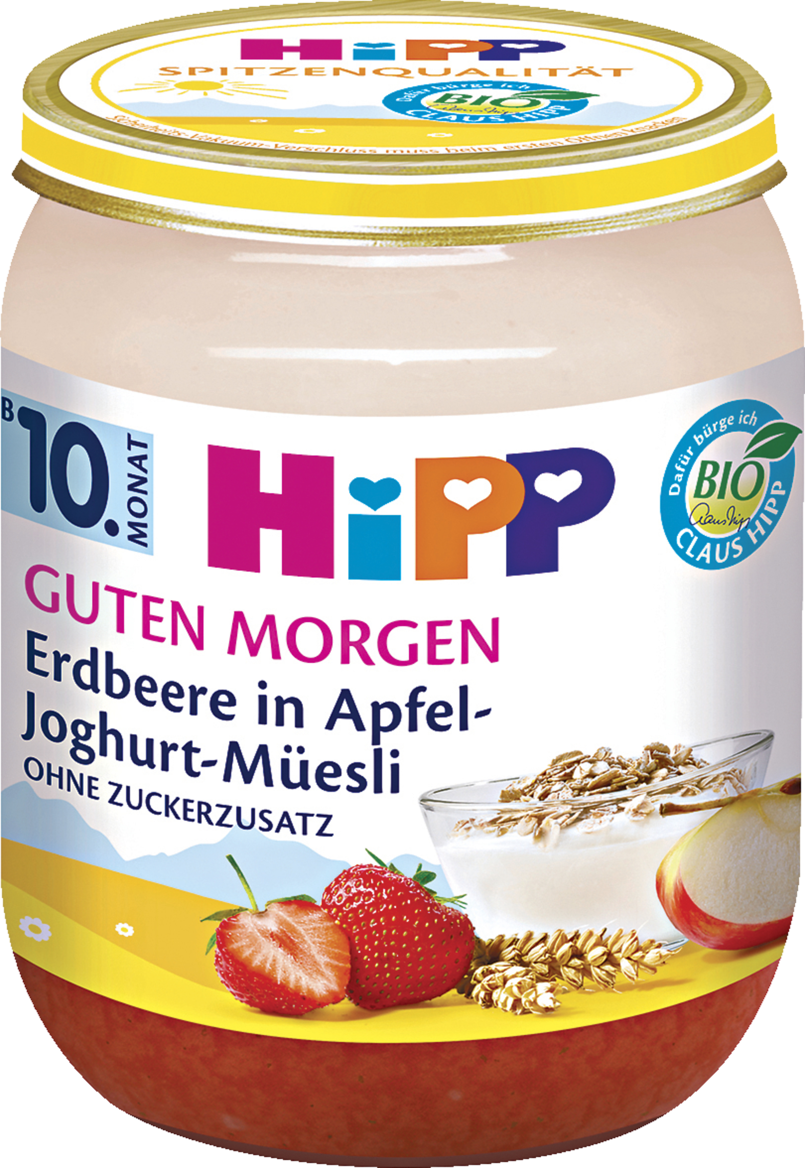 HiPP Økologisk Godmorgen yoghurt med mysli, jordbær og æble