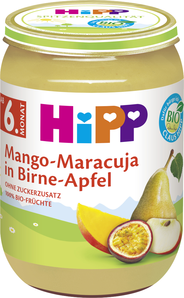 HiPP Økologisk mango og maracuja med pære og æble