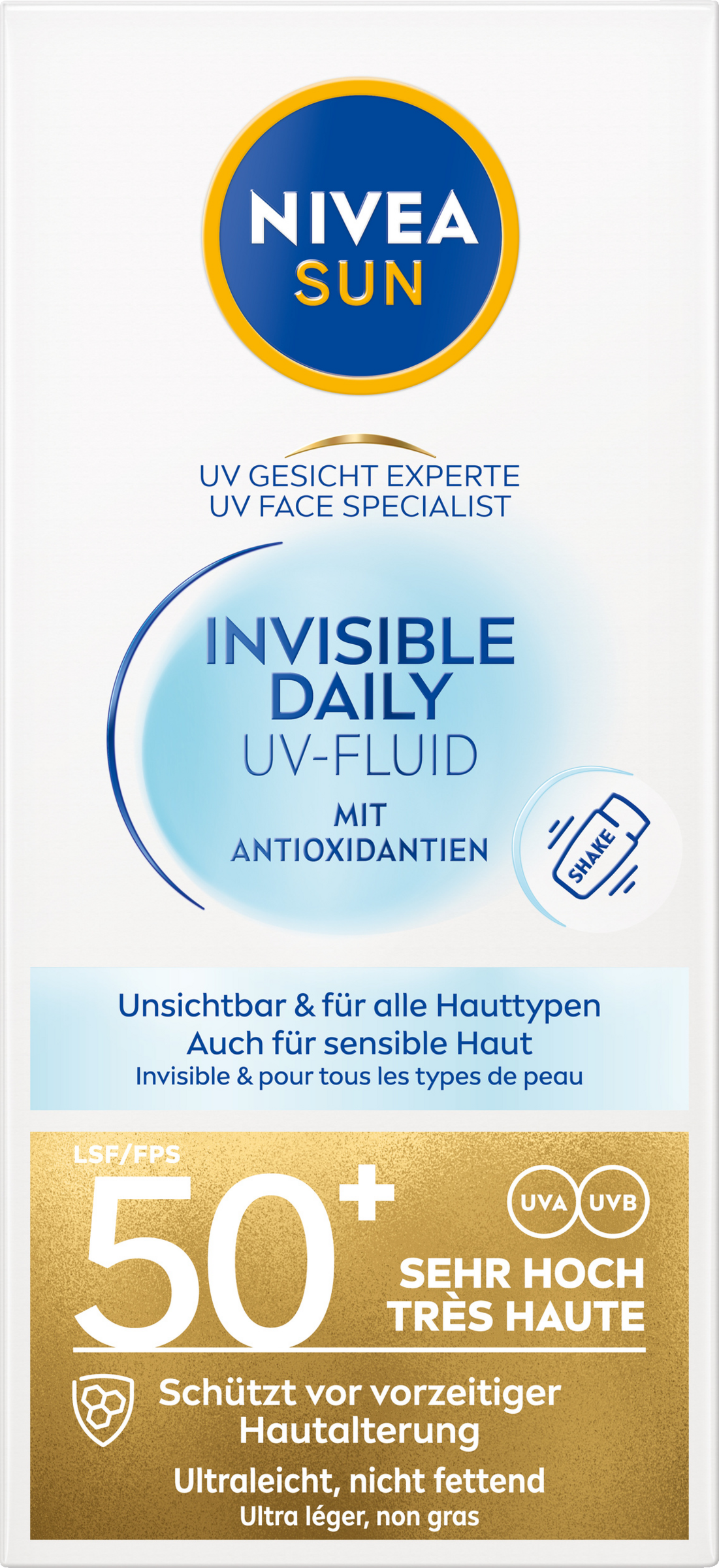 NIVEA SUN Experte Invisible Daily UV-Fluid UV-beskyttelse til ansigtet SPF 50+