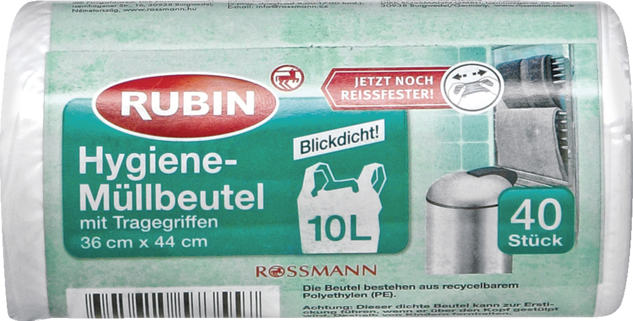 RUBIN Hygiejneaffaldsposer med bærehåndtag 10 l