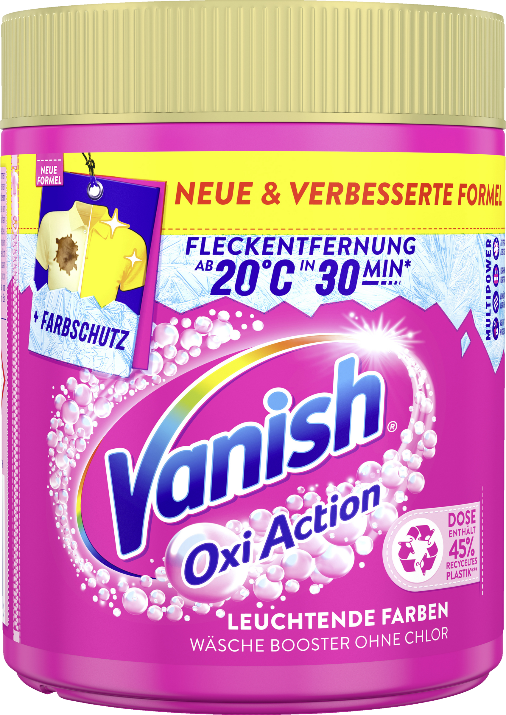 Vanish Oxi Action pletfjerner i pulverform, uden klor, farvebeskyttelse, effektiv fra 20°C, 550g