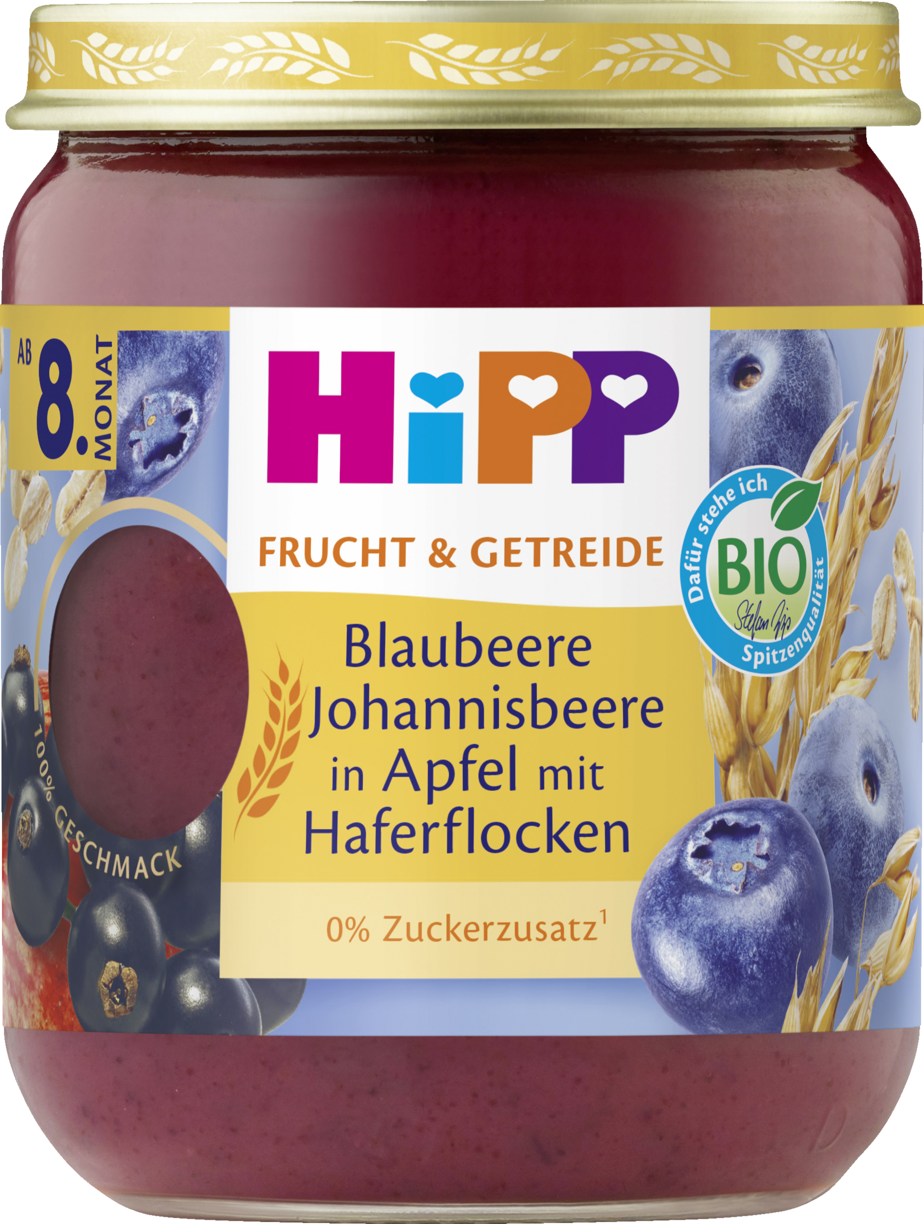 HiPP Økologisk frugt og korn blåbær ribs i æble med havre