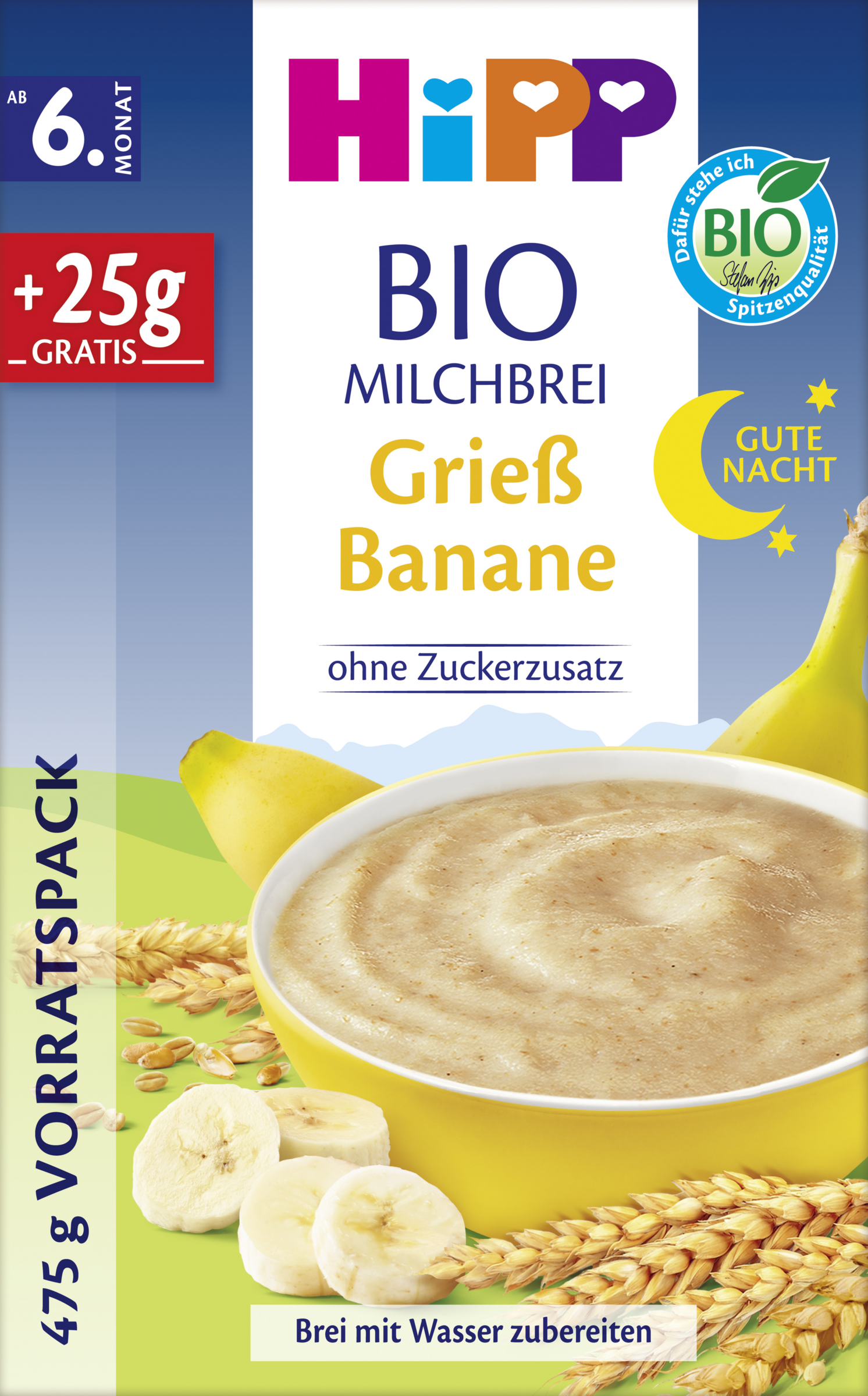 HiPP Bio mælkegrød Godnat Semulje Banan Storpakke