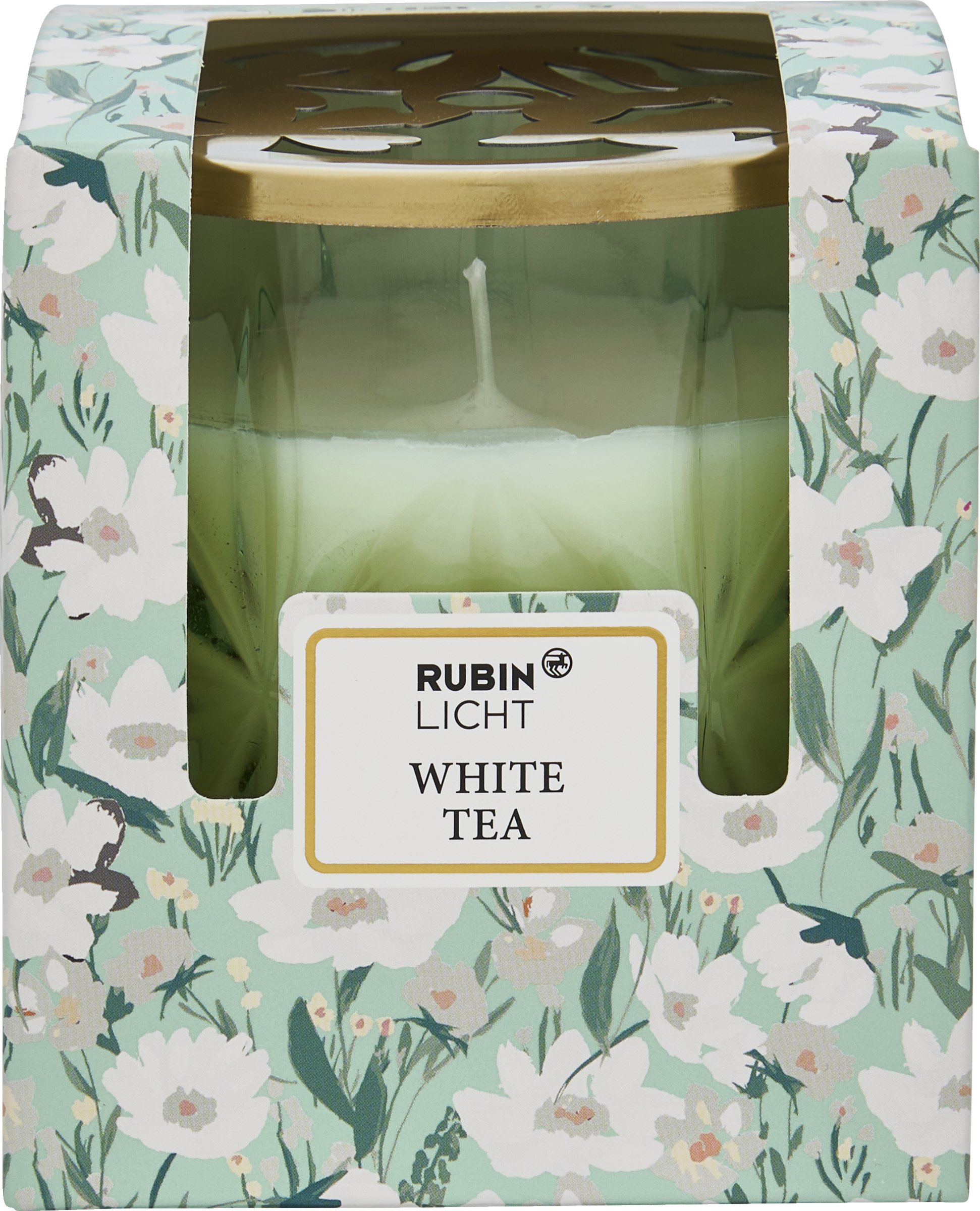 RUBIN LICHT Duftglas med guldlåg White Tea