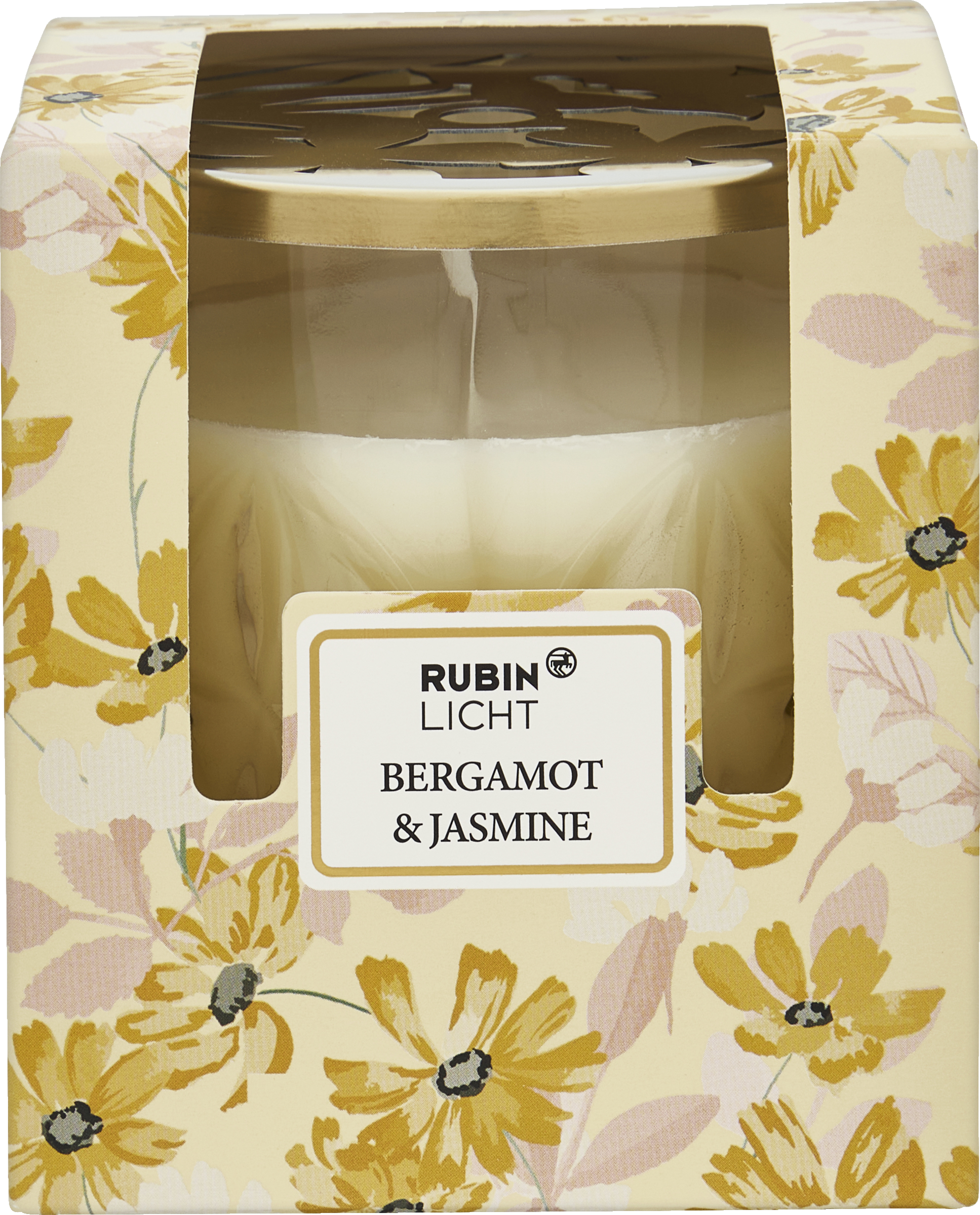 RUBIN LICHT Duftglas med guldlåg, bergamot og jasmin