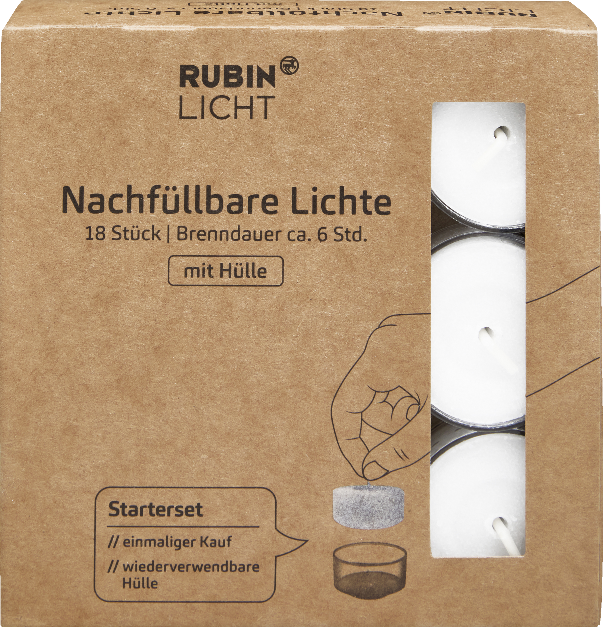 RUBIN LICHT Bæredygtigt fyrfadslys med holder