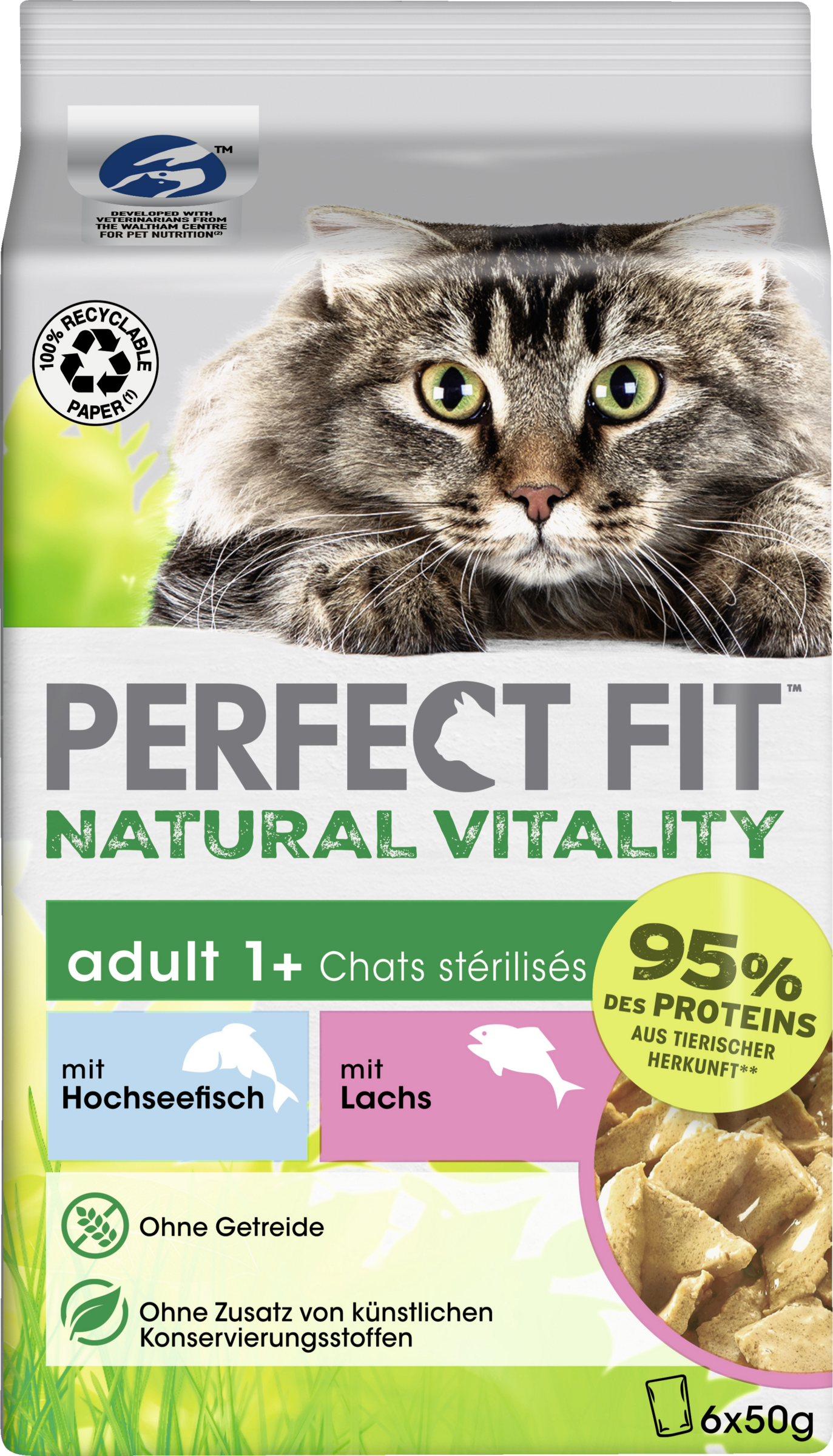 Perfect Fit Katze Natural Vitality Adult 1+ med havfisk og laks Multipack