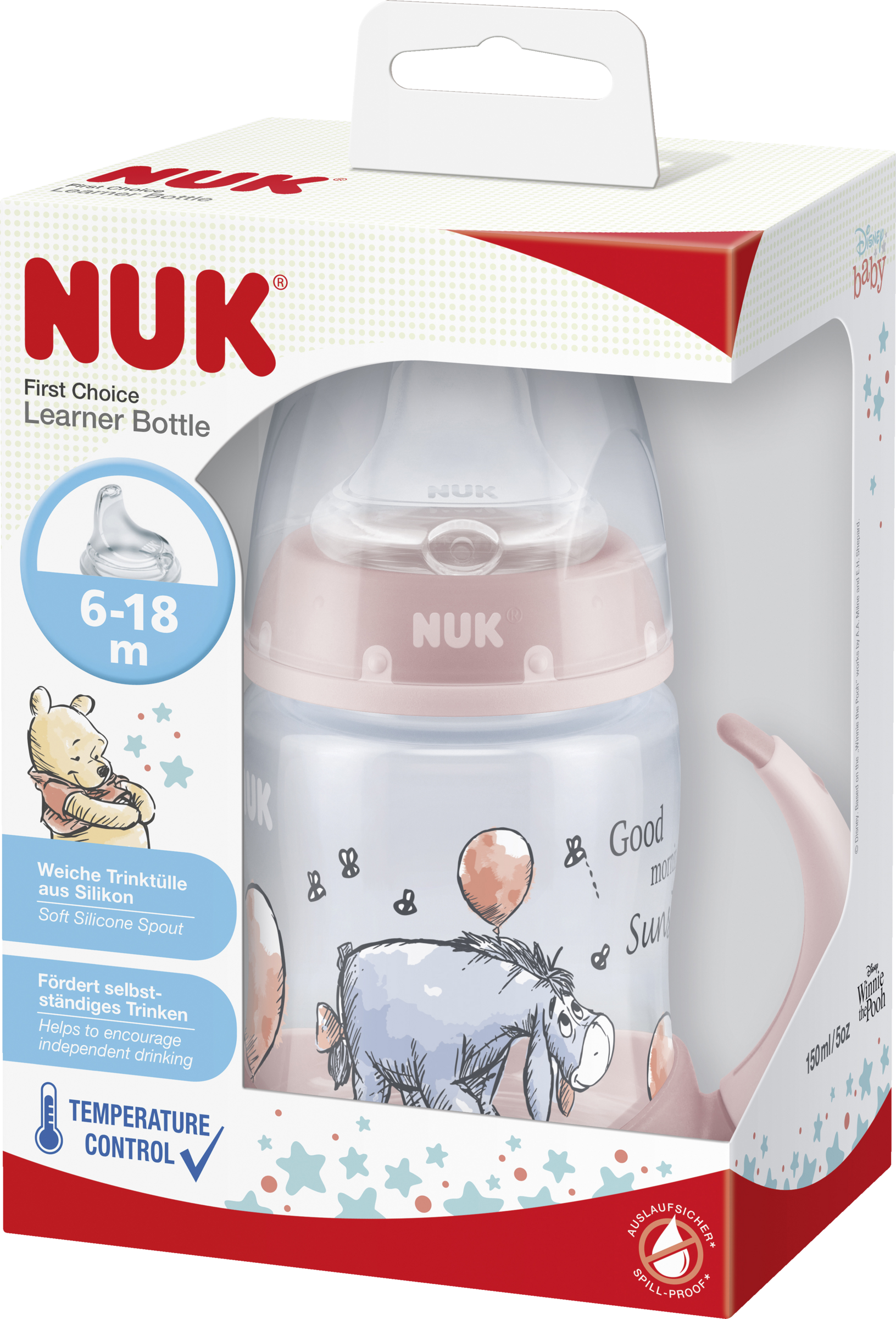 NUK Disney Peter Plys First Choice drikkeflaske med temperaturkontrol, 150ml