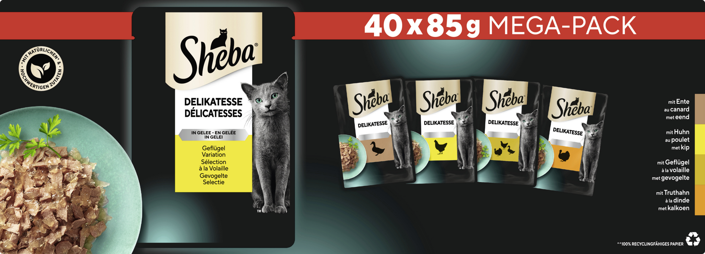 Sheba Delikatesse i gelé fjerkræ varianter multipak