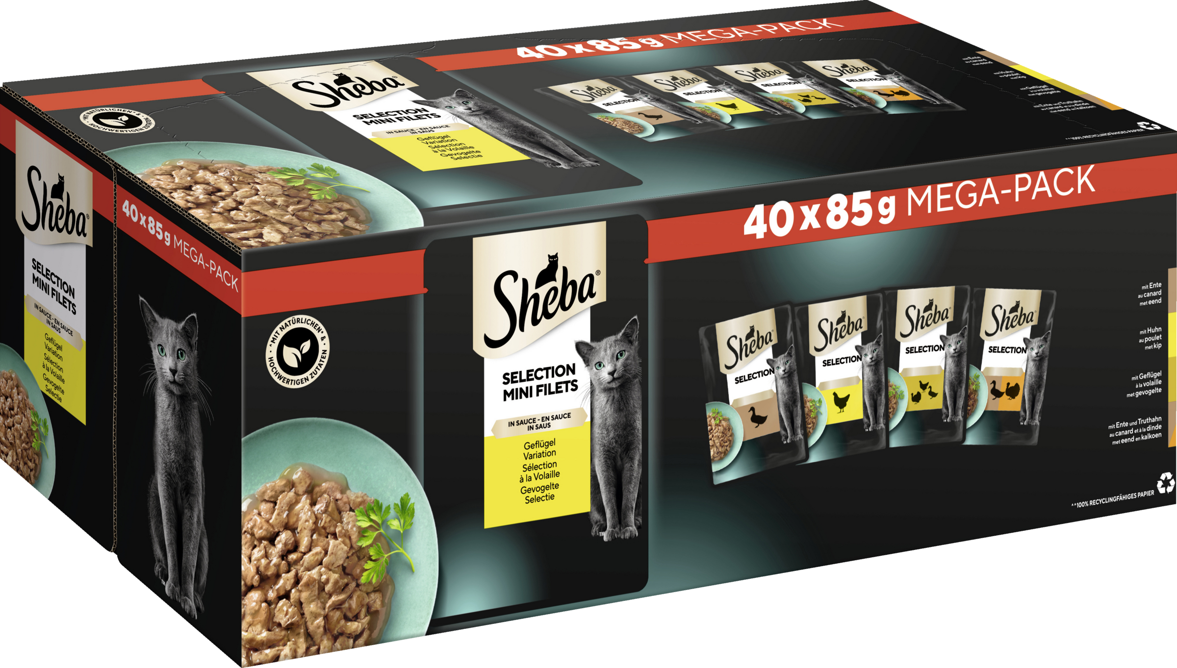 Sheba Selection i sauce med fjerkræ variation multipakke