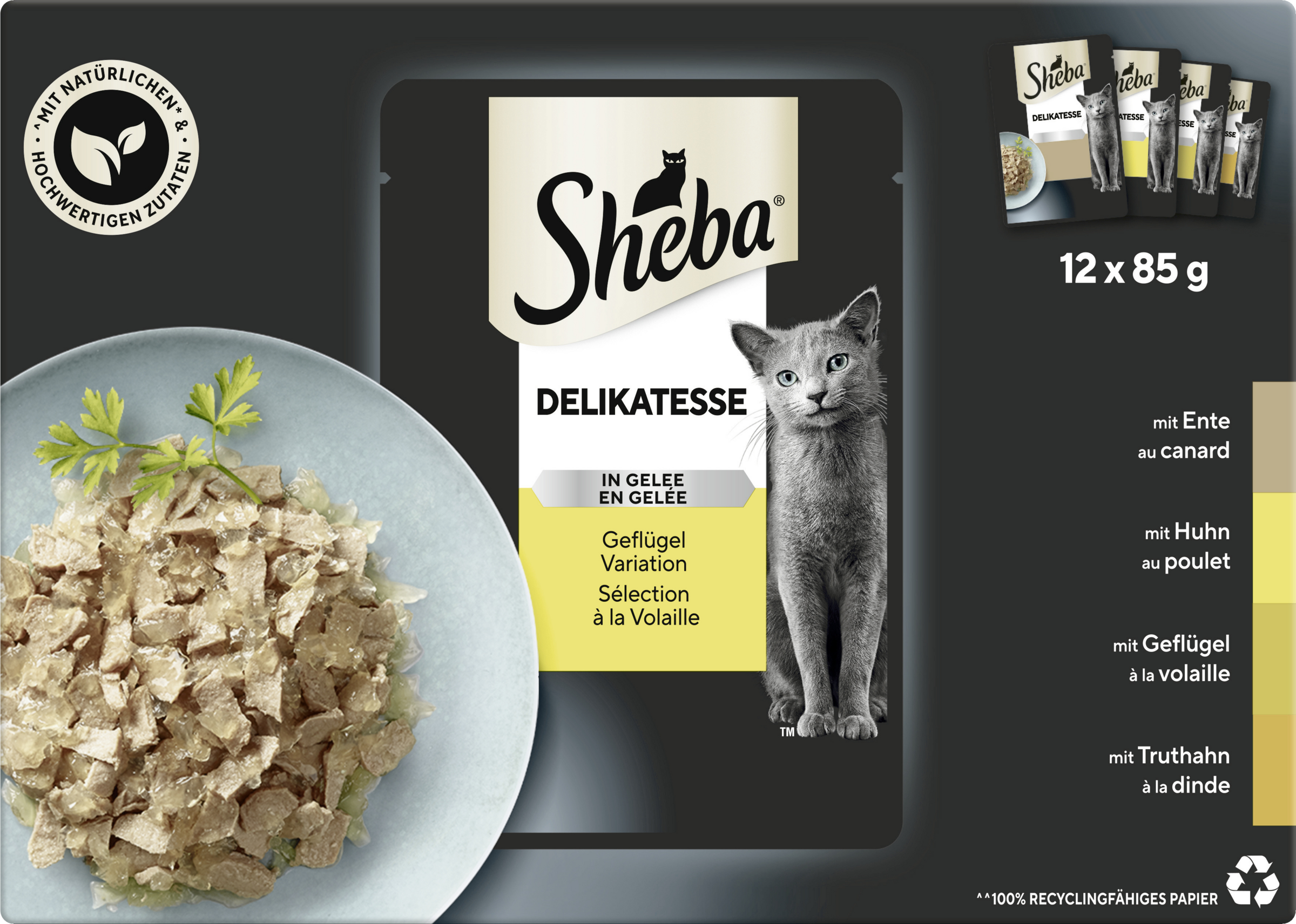 Sheba Delikatesse i gelé fjerkræ varianter multipak