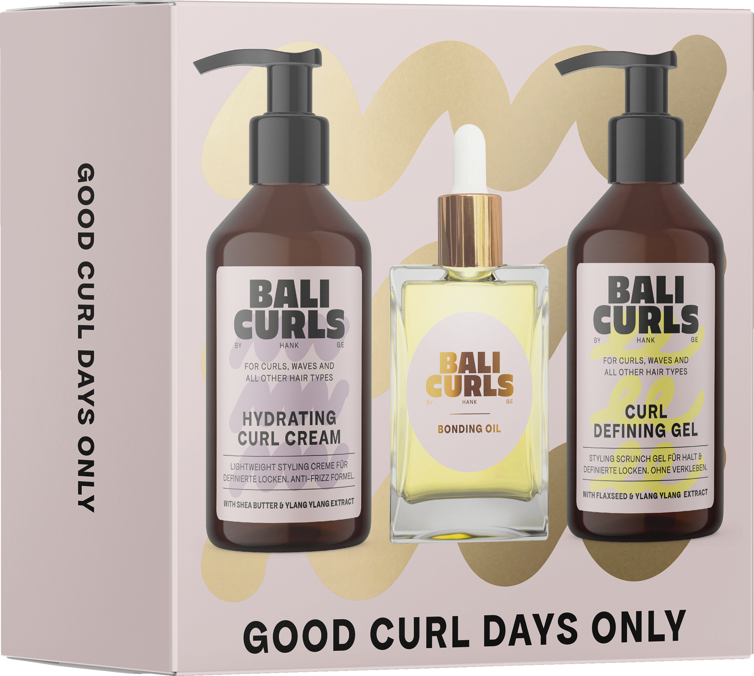 Bali Curls Gavesæt 3: Curl Defining Gel + Hydrating Curl Cream + Bonding Oil