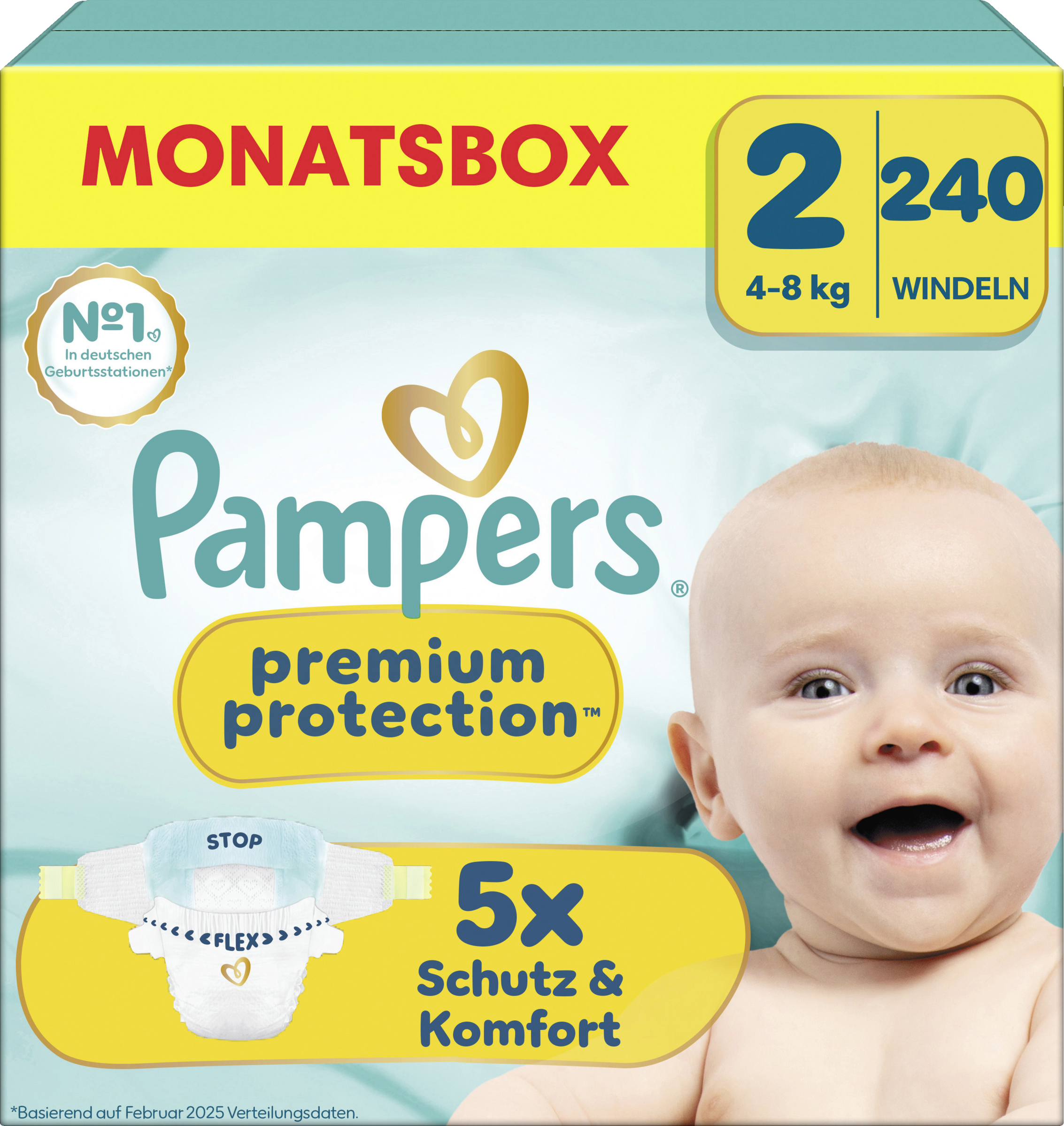 Pampers Premium Protection New Baby bleer str. 2 (4-8 kg) månedsboks