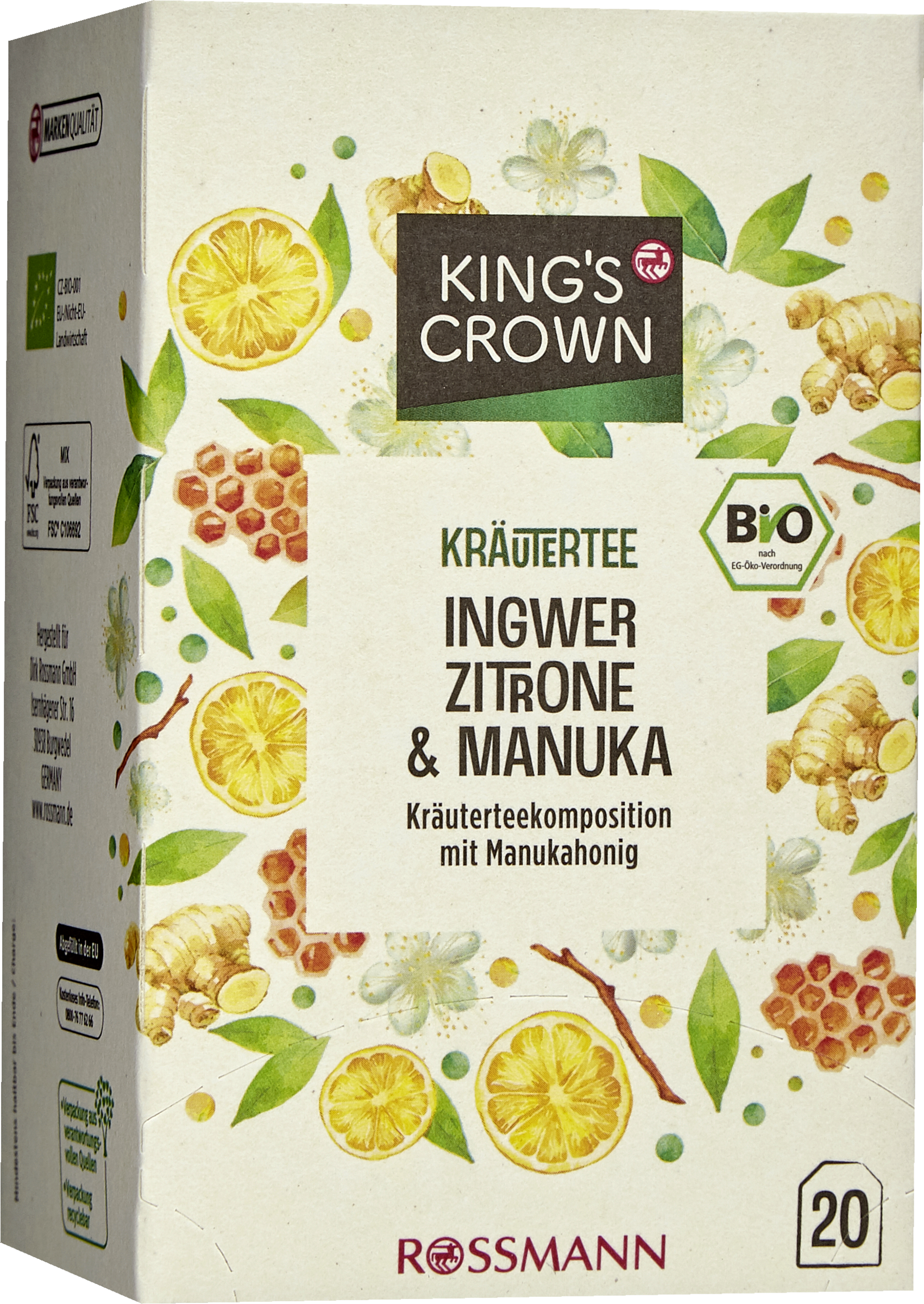 KING'S CROWN Økologisk urtete med ingefær, citron og manuka