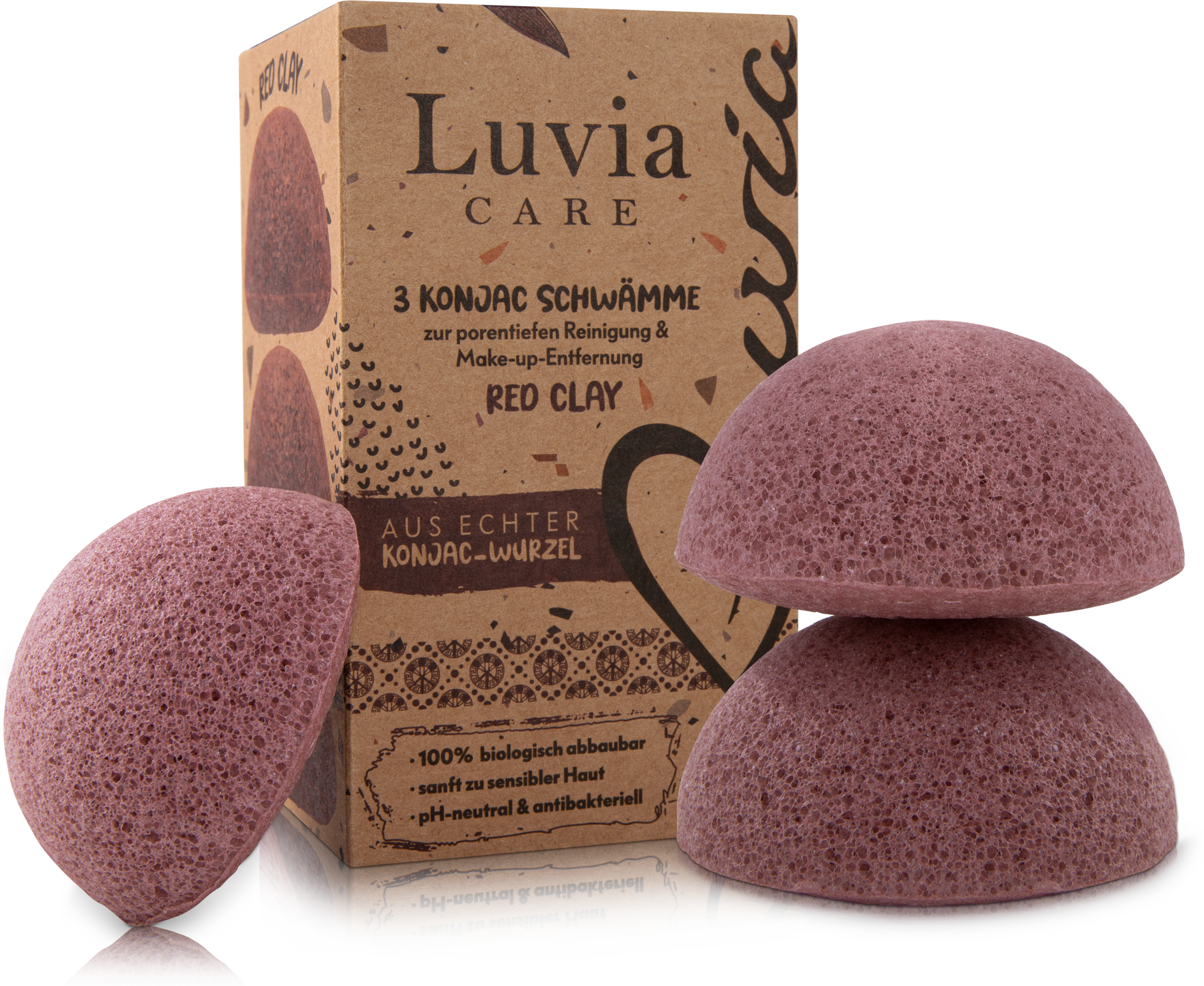Luvia Cosmetics Konjac-svamp - Set Red Clay