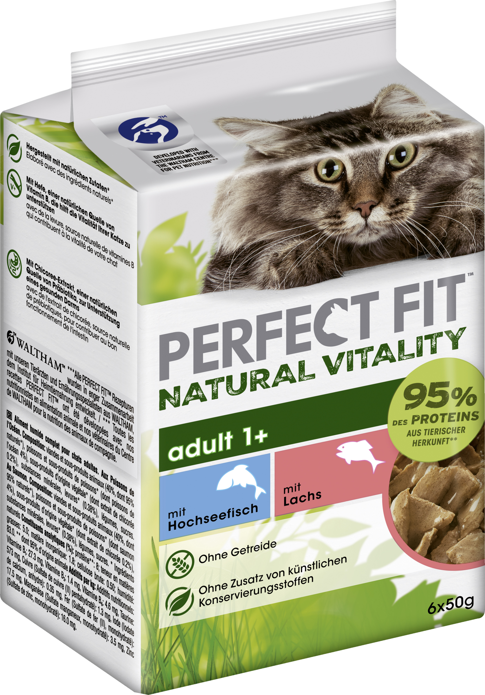 Perfect Fit Katze Natural Vitality Adult 1+ med havfisk og laks Multipack